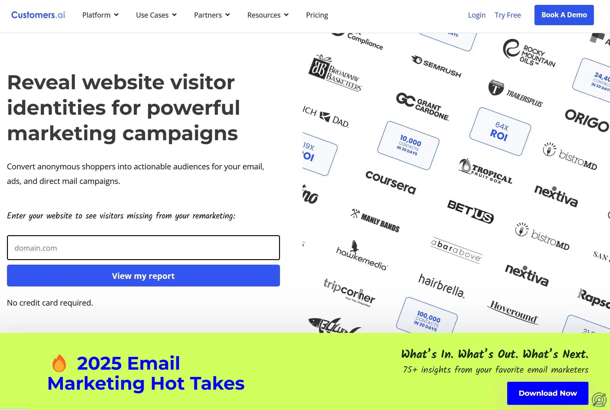 AI-powered platform identifying website visitors and reconnecting with them through email and ads.