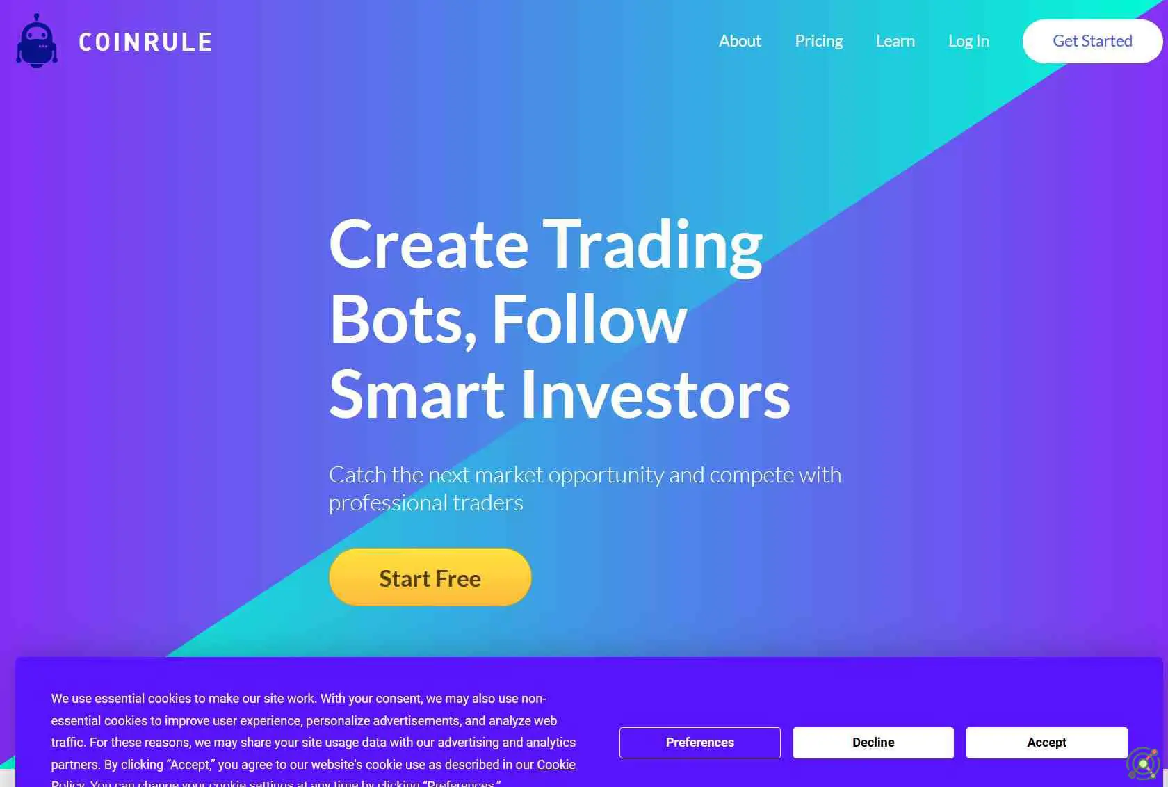 An automated cryptocurrency trading platform enabling users to create and execute custom trading strategies across multiple exchanges without coding.