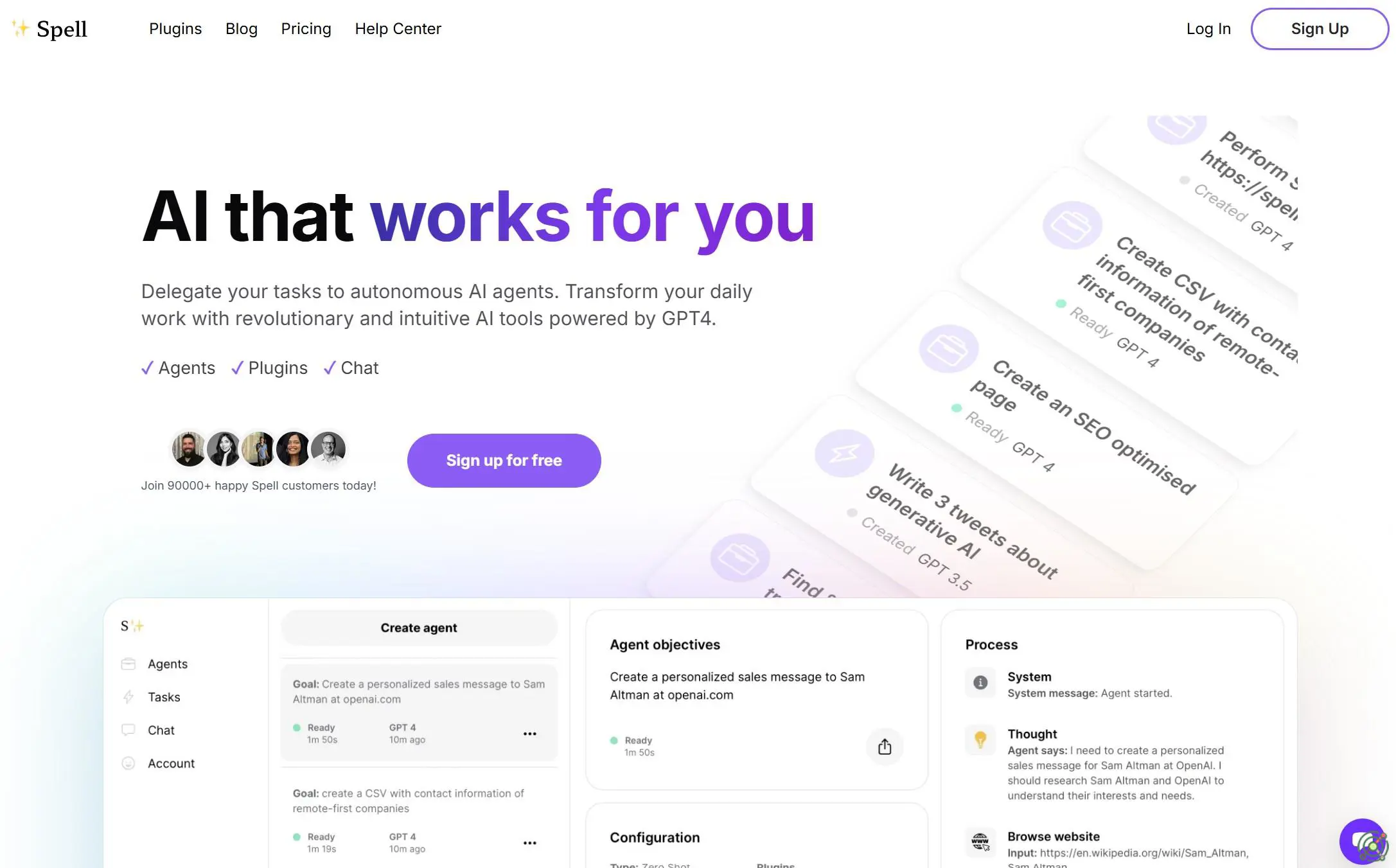 AI-powered platform enabling users to delegate tasks to autonomous agents with plugin support.