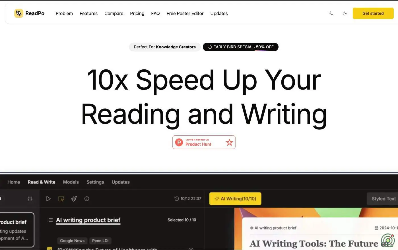 An AI-powered assistant that accelerates reading and writing by aggregating, curating, and generating content efficiently.