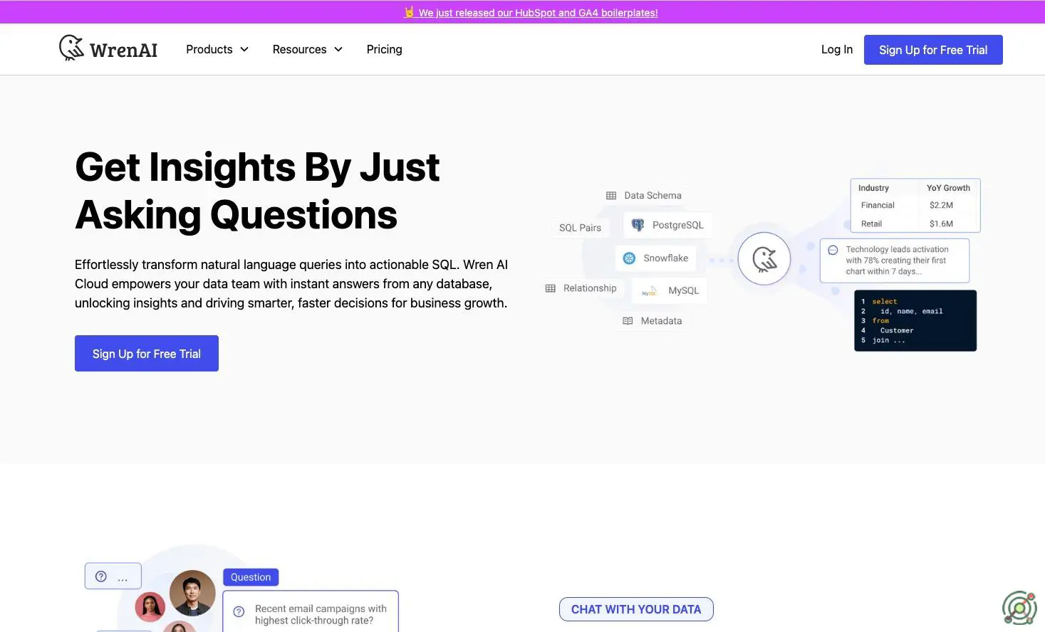 An open-source SQL AI agent and cloud solution enabling teams to access and explore data insights through conversational queries.