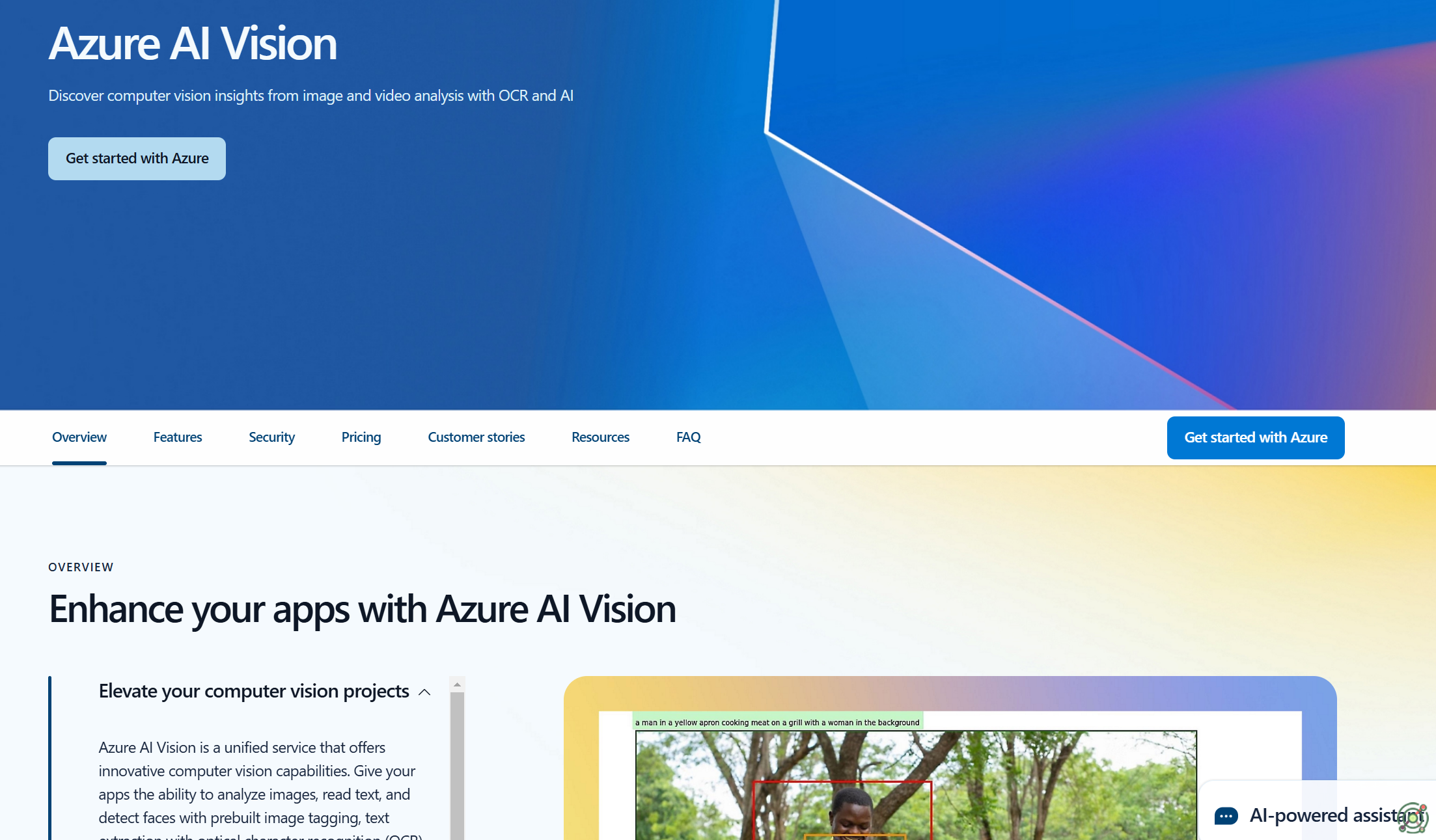A cloud-based service providing advanced algorithms for processing images and videos to extract rich information.