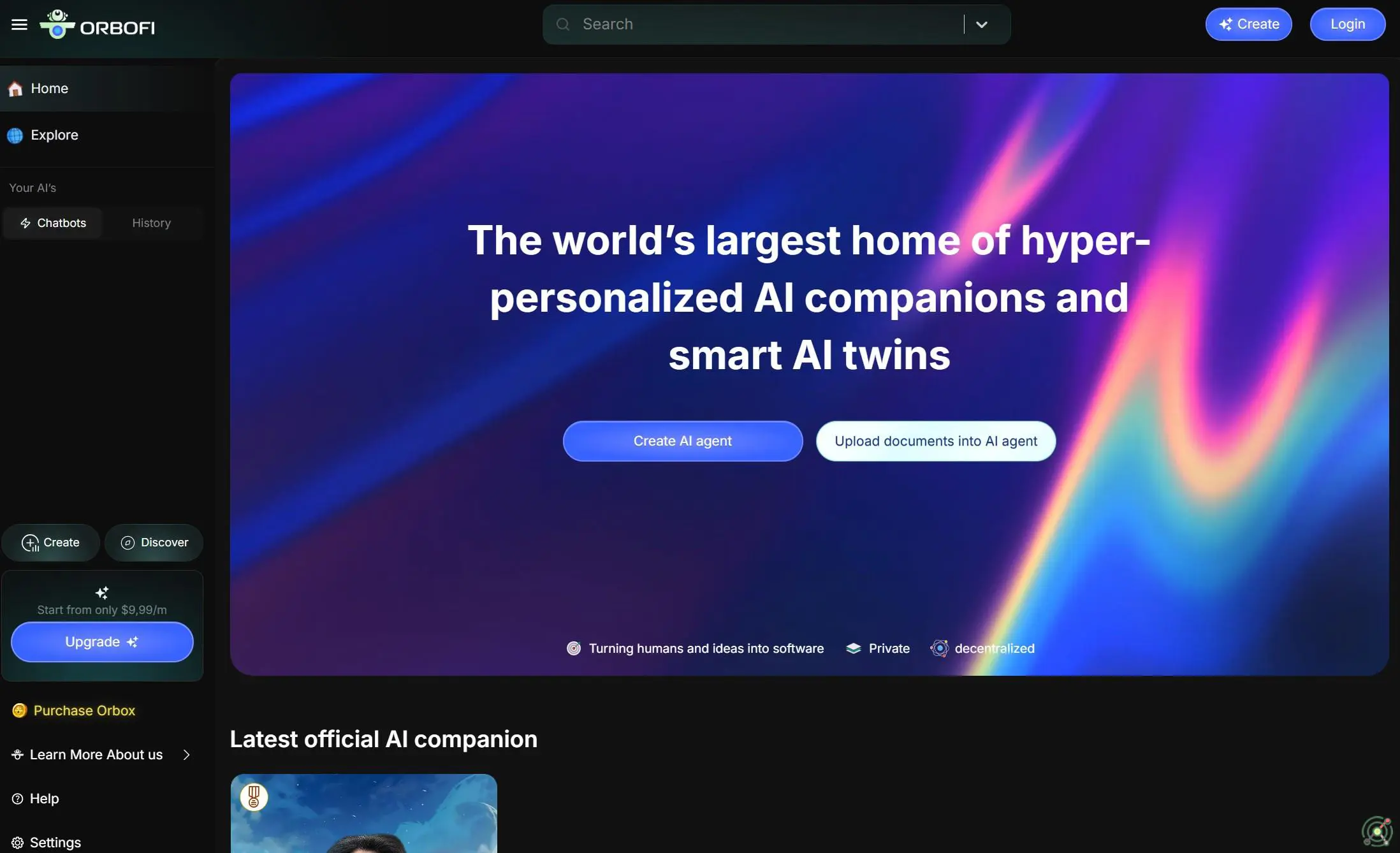 An AI engine for creating multimodal, tokenized AI agents, clones, and companions.