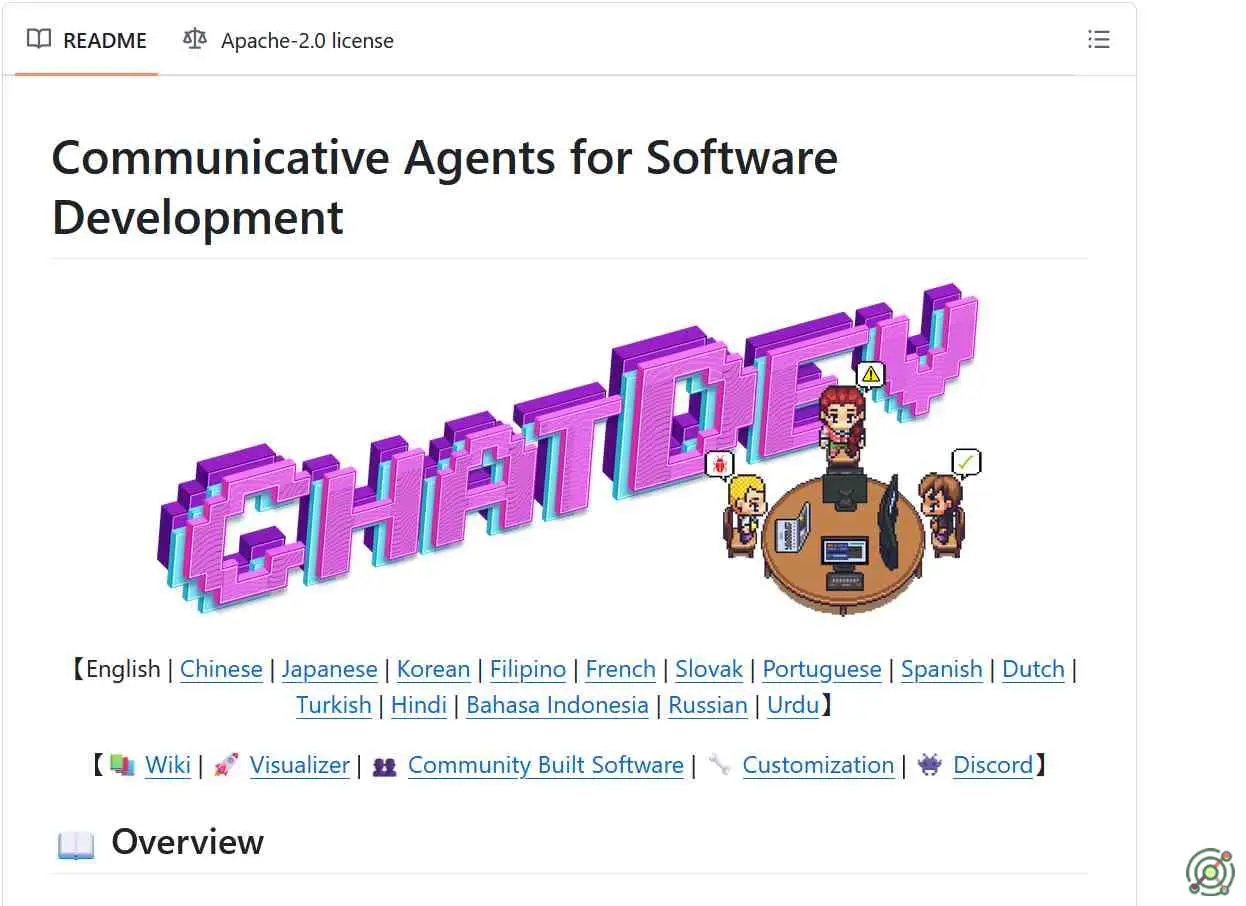 An open-source framework utilizing large language models to automate the entire software development process through multi-agent collaboration.