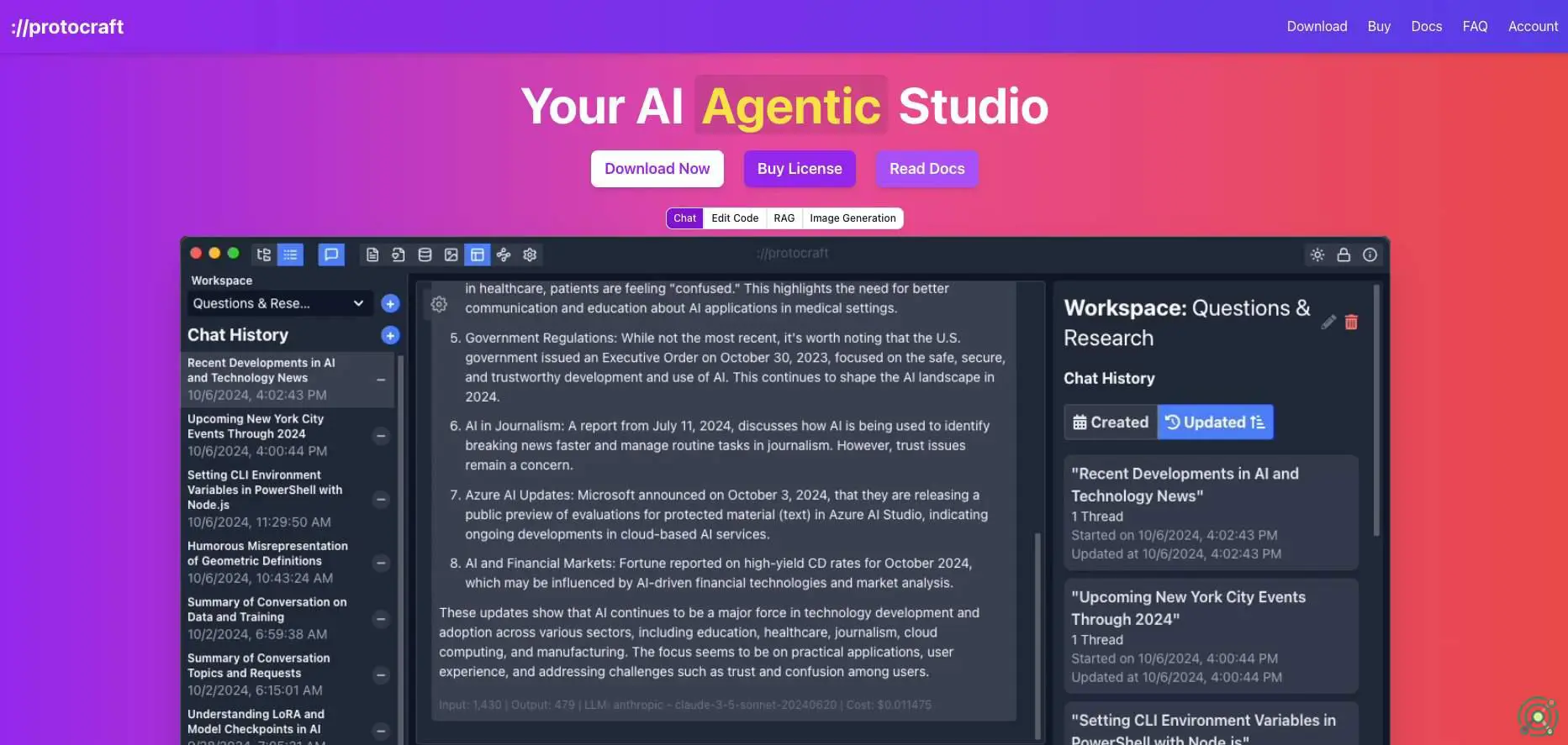 A desktop AI studio designed to enhance productivity in software development, task automation, and creative exploration.