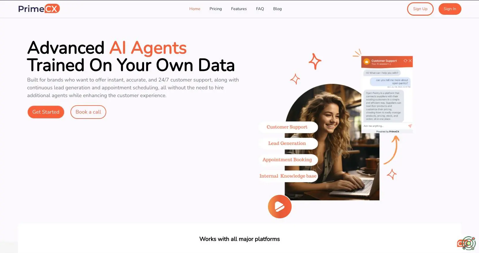 A no-code AI platform enabling businesses to build custom chatbots for customer support, lead generation, and appointment scheduling.