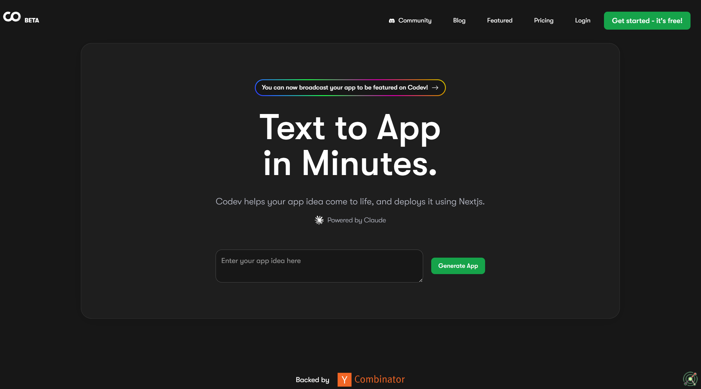 An AI-powered platform that transforms text descriptions into full-stack Next.js web applications, enabling rapid development without extensive coding.