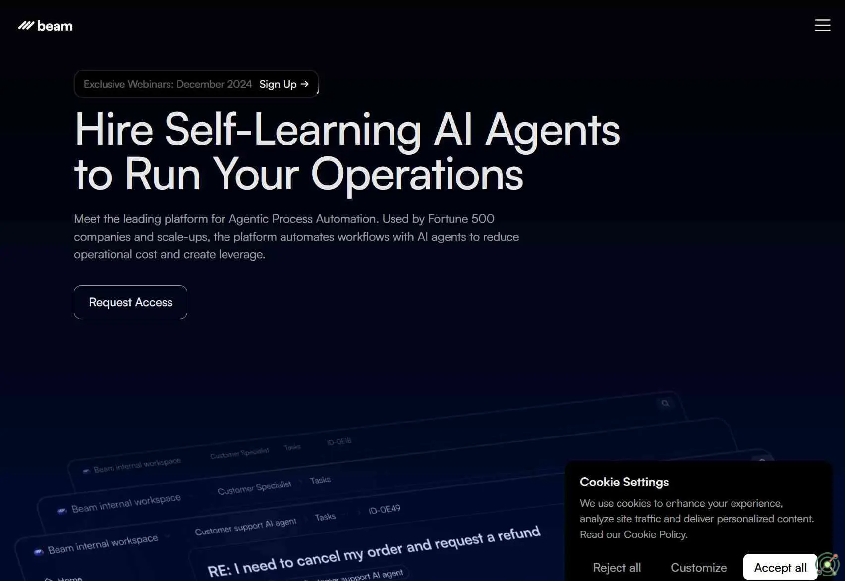 A leading platform for agentic process automation, utilizing self-learning AI agents to streamline workflows across various industries.
