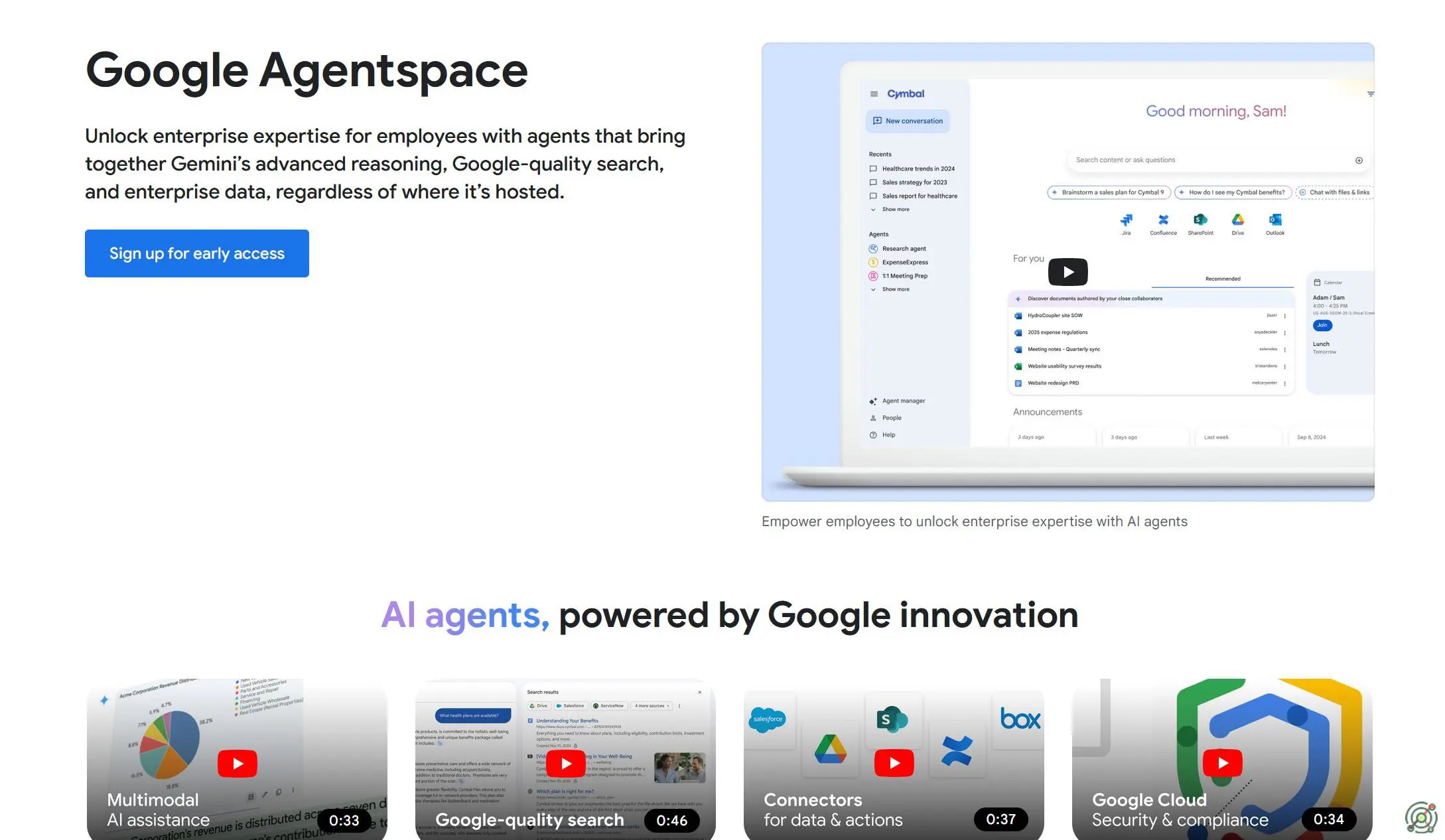 AI platform enhancing enterprise productivity with custom agents and AI-powered search.