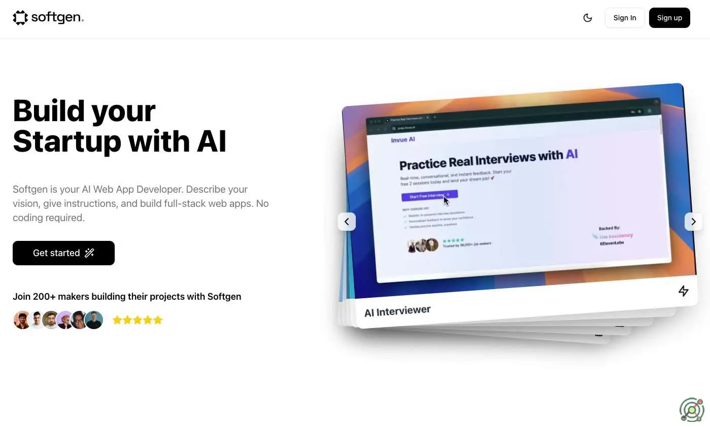 An AI-powered platform that enables users to build full-stack web applications from natural language descriptions without coding.