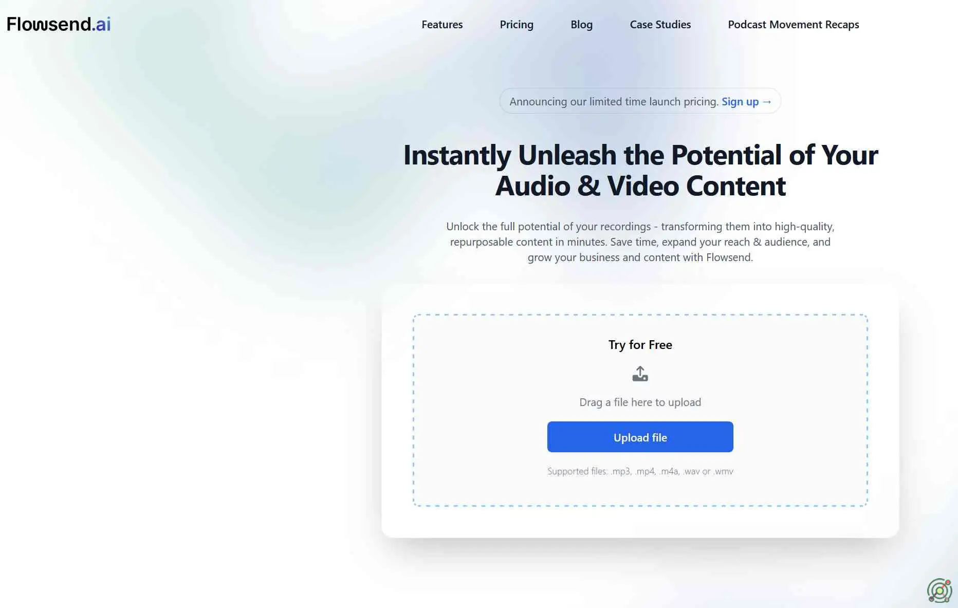 An AI-driven platform that transforms audio and video recordings into high-quality, repurposable content, streamlining the content creation process for various media formats.