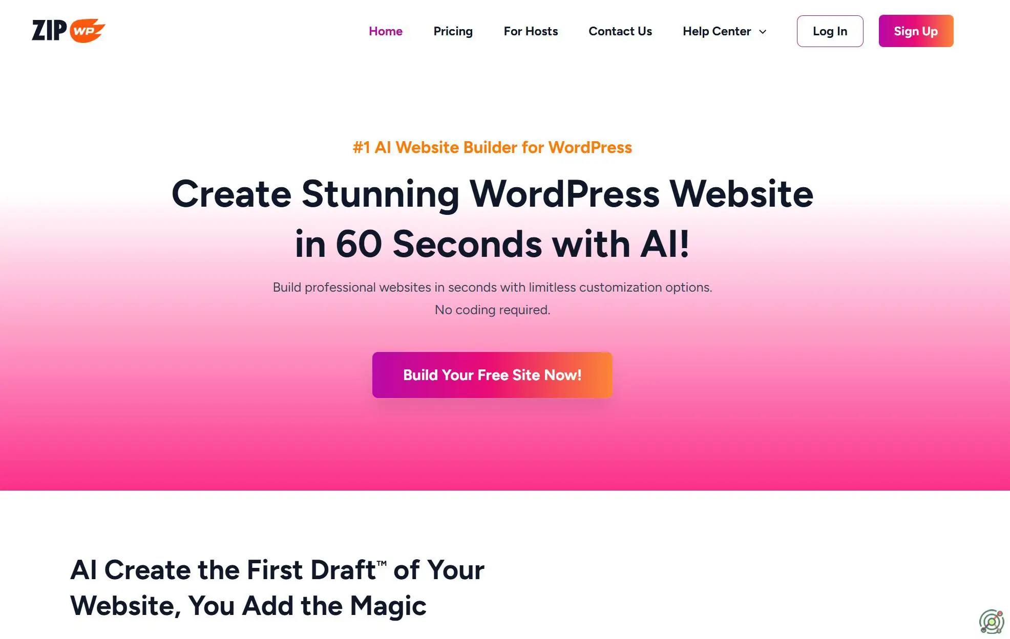 An AI-powered website builder for WordPress that creates professional websites in 60 seconds without coding.