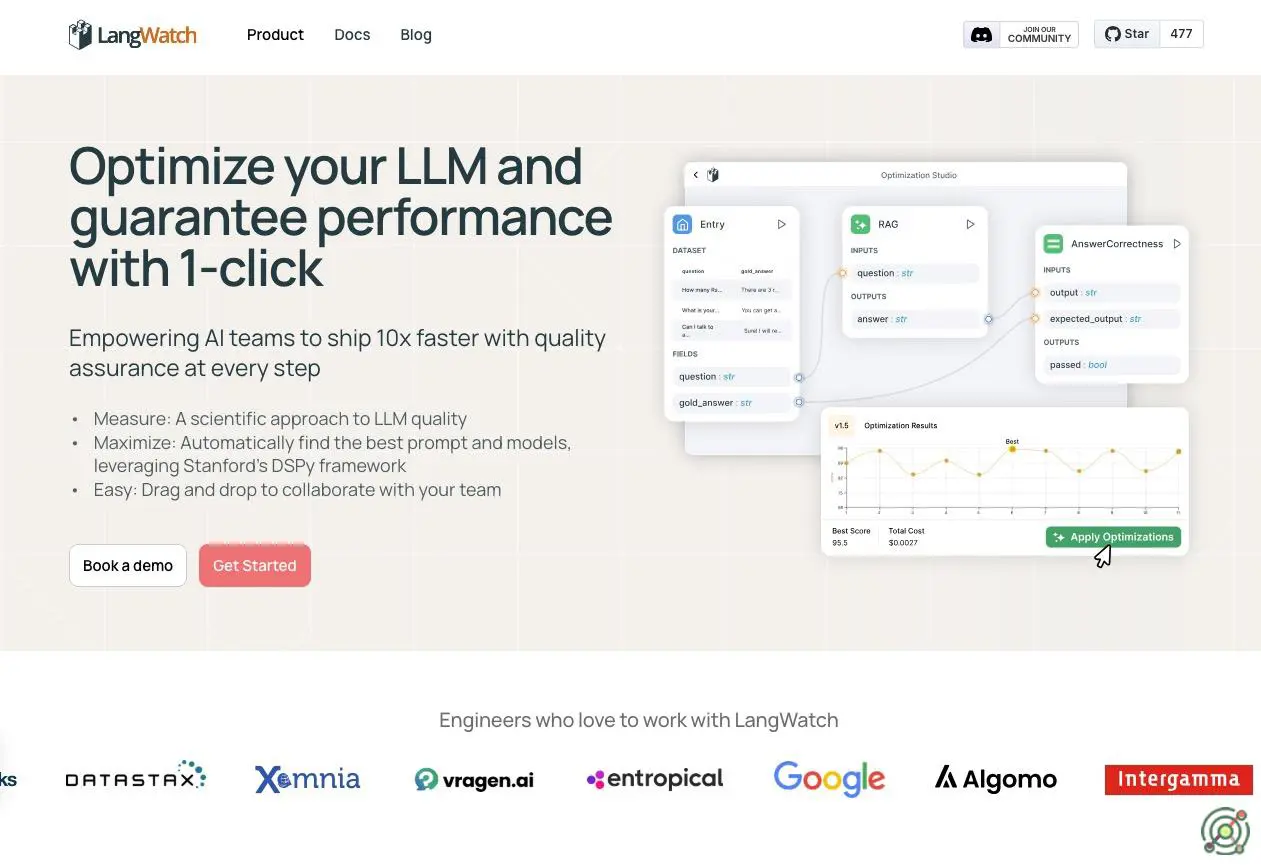 An LLM Optimization Studio that empowers AI teams to ship faster with quality assurance at every step, offering tools for monitoring, evaluating, and optimizing large language model applications.