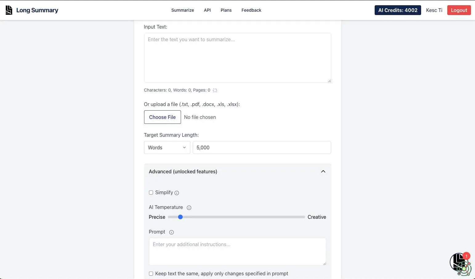 An AI tool that processes texts of unlimited length, shortening or extending to any custom length while allowing content to be filtered or modified as needed.
