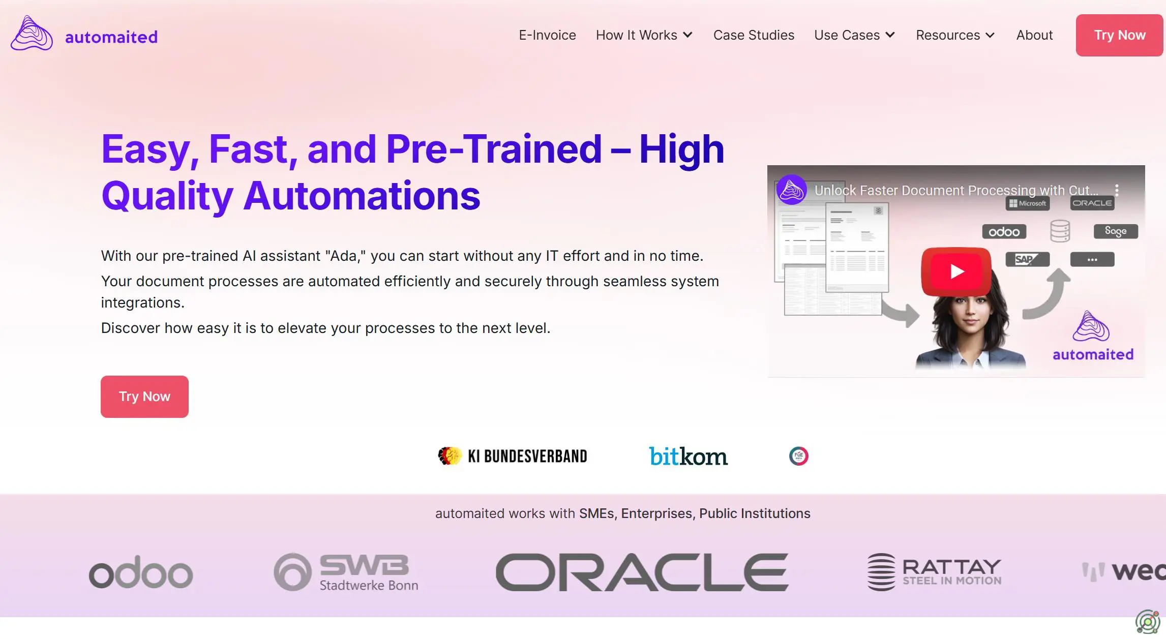 An AI assistant for automating document workflows with seamless ERP integration.