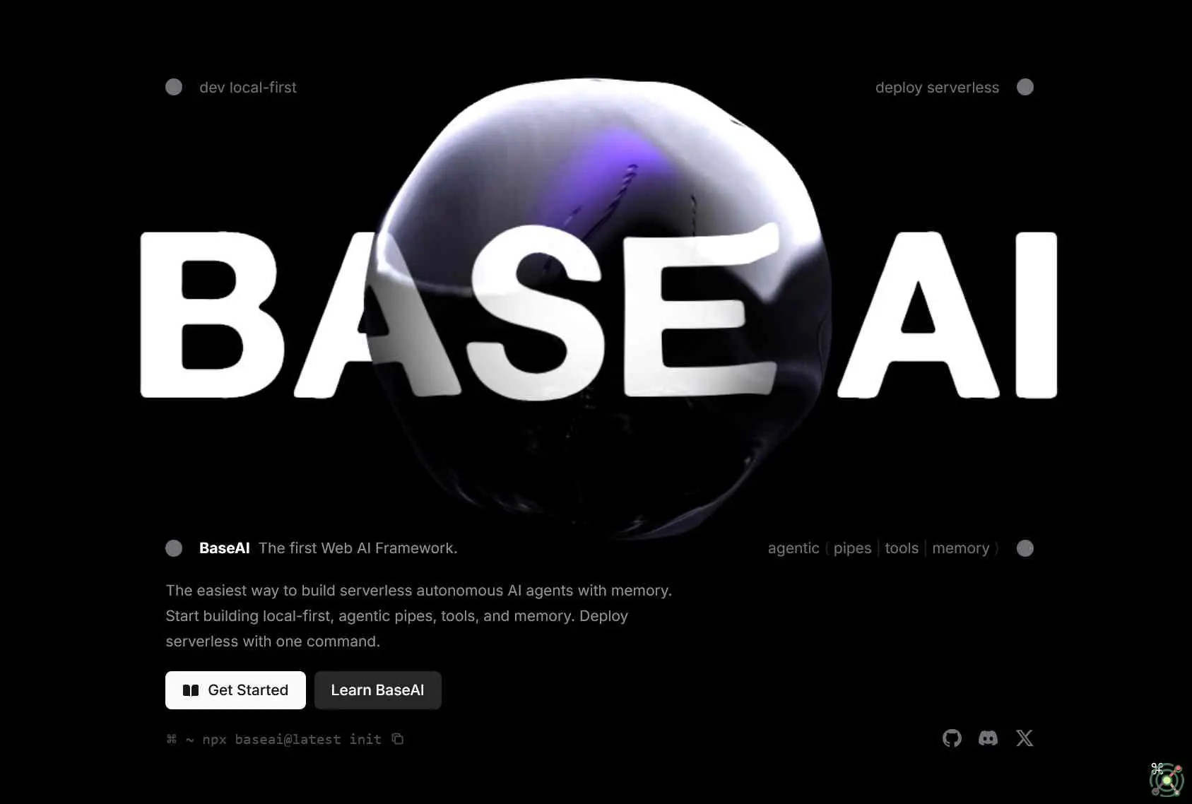 An open-source web AI framework for building serverless autonomous AI agents with memory and tools.