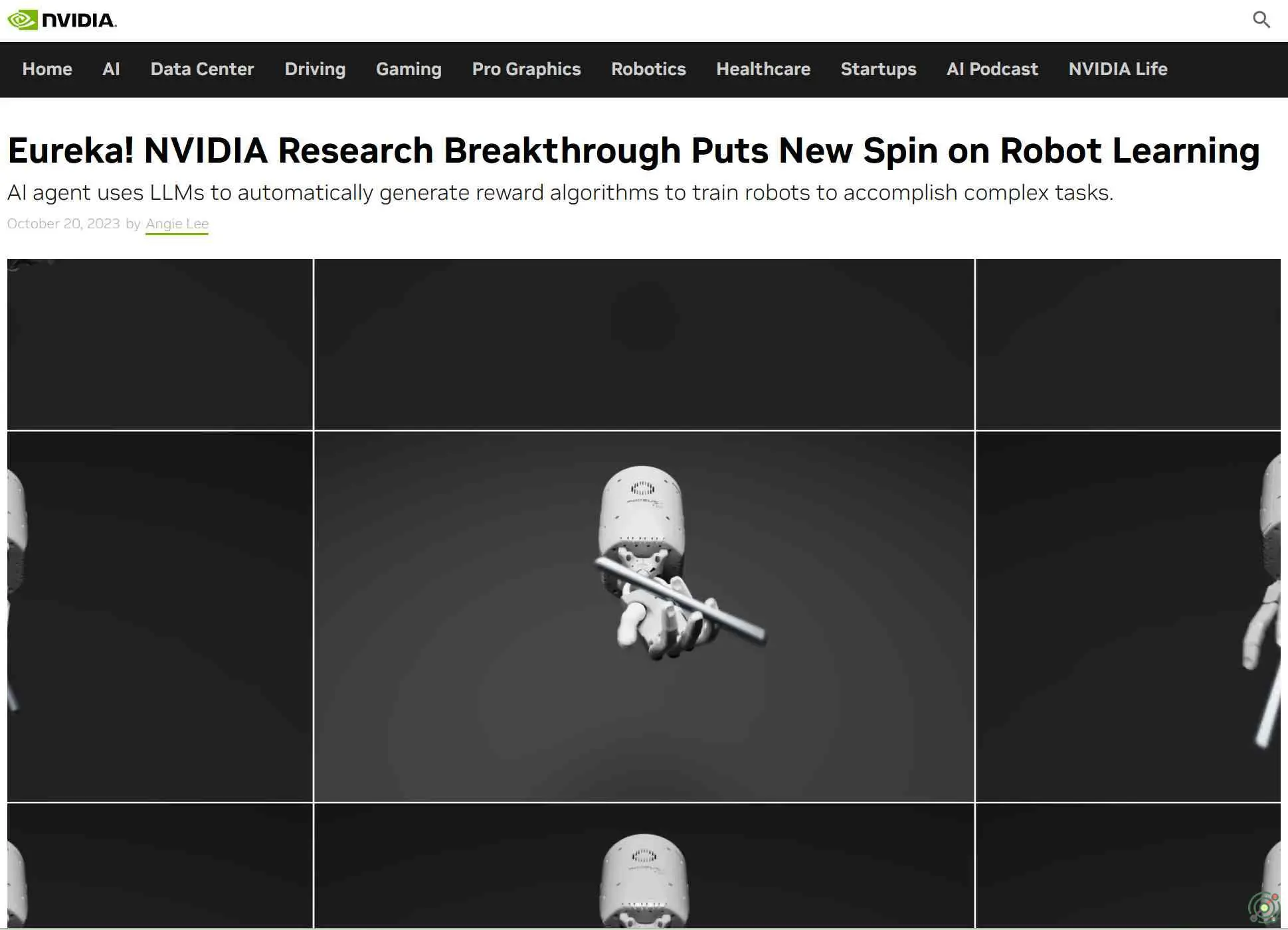 An AI agent developed by NVIDIA that leverages GPT-4 to autonomously train robots in complex tasks through reinforcement learning.