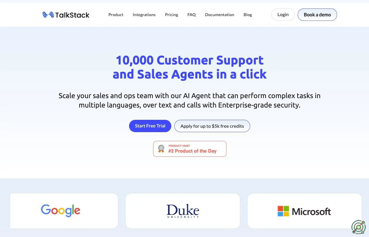 An AI-powered platform that scales customer support and sales operations with hyper-realistic voice and text agents capable of performing complex tasks in multiple languages.