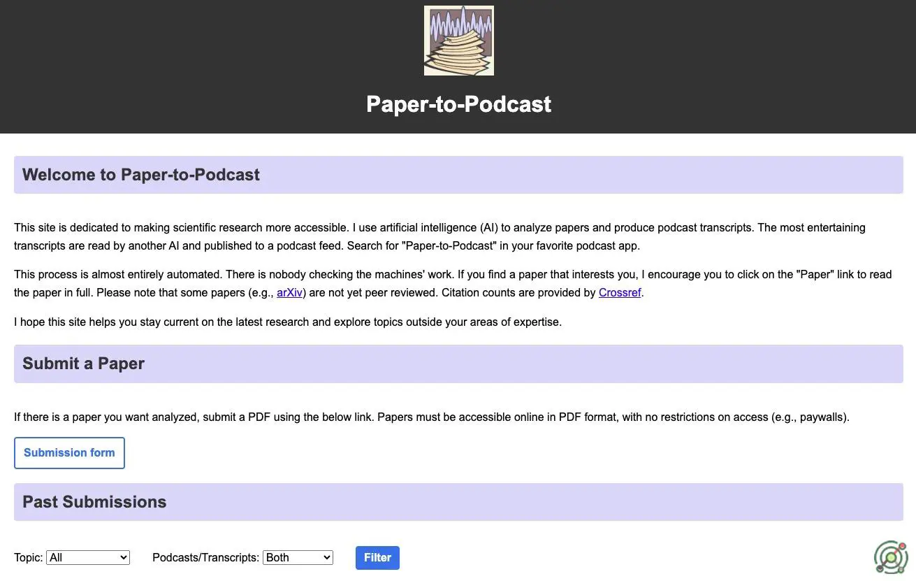 An AI-driven platform that transforms academic research papers into engaging podcast episodes, making scientific knowledge more accessible.