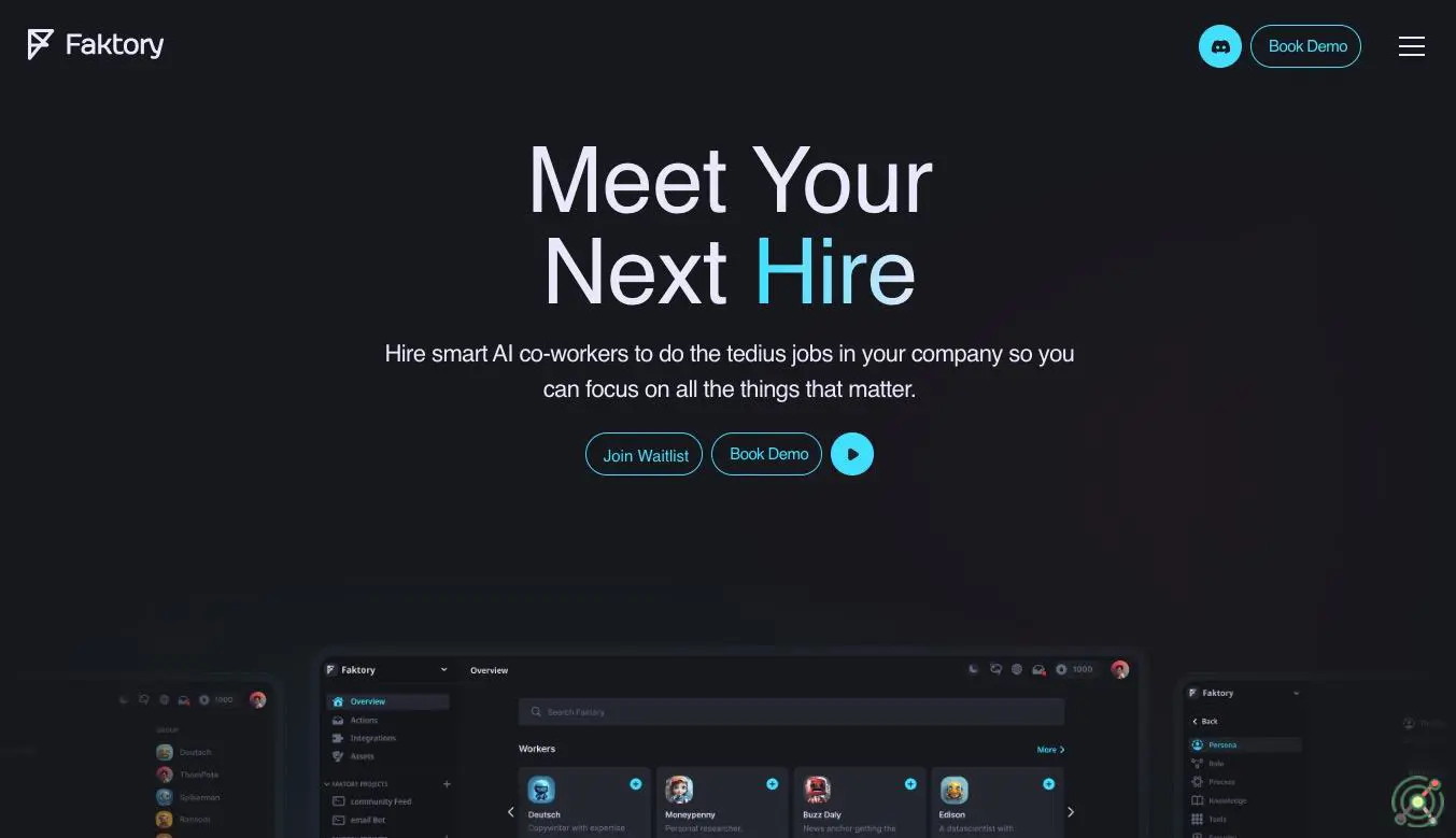 A platform developing intelligent AI co-workers to automate tasks across various sectors, enhancing productivity and operational efficiency.