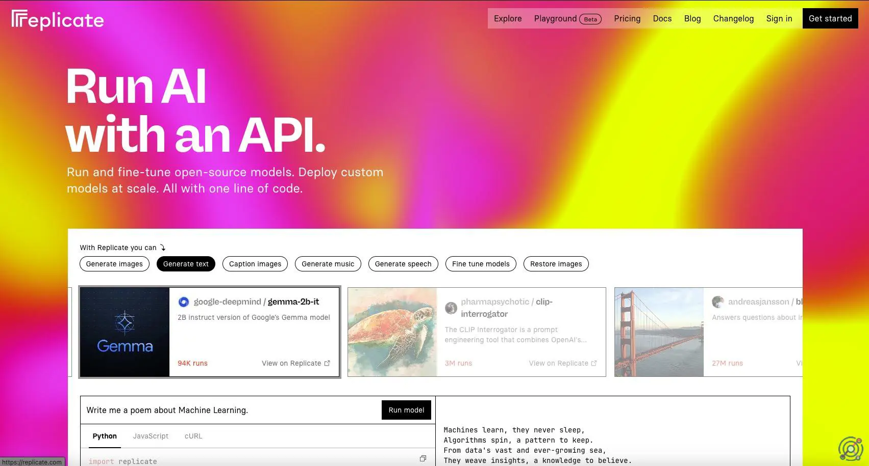 A platform that enables developers to run, fine-tune, and deploy open-source AI models with ease, providing scalable APIs for seamless integration.