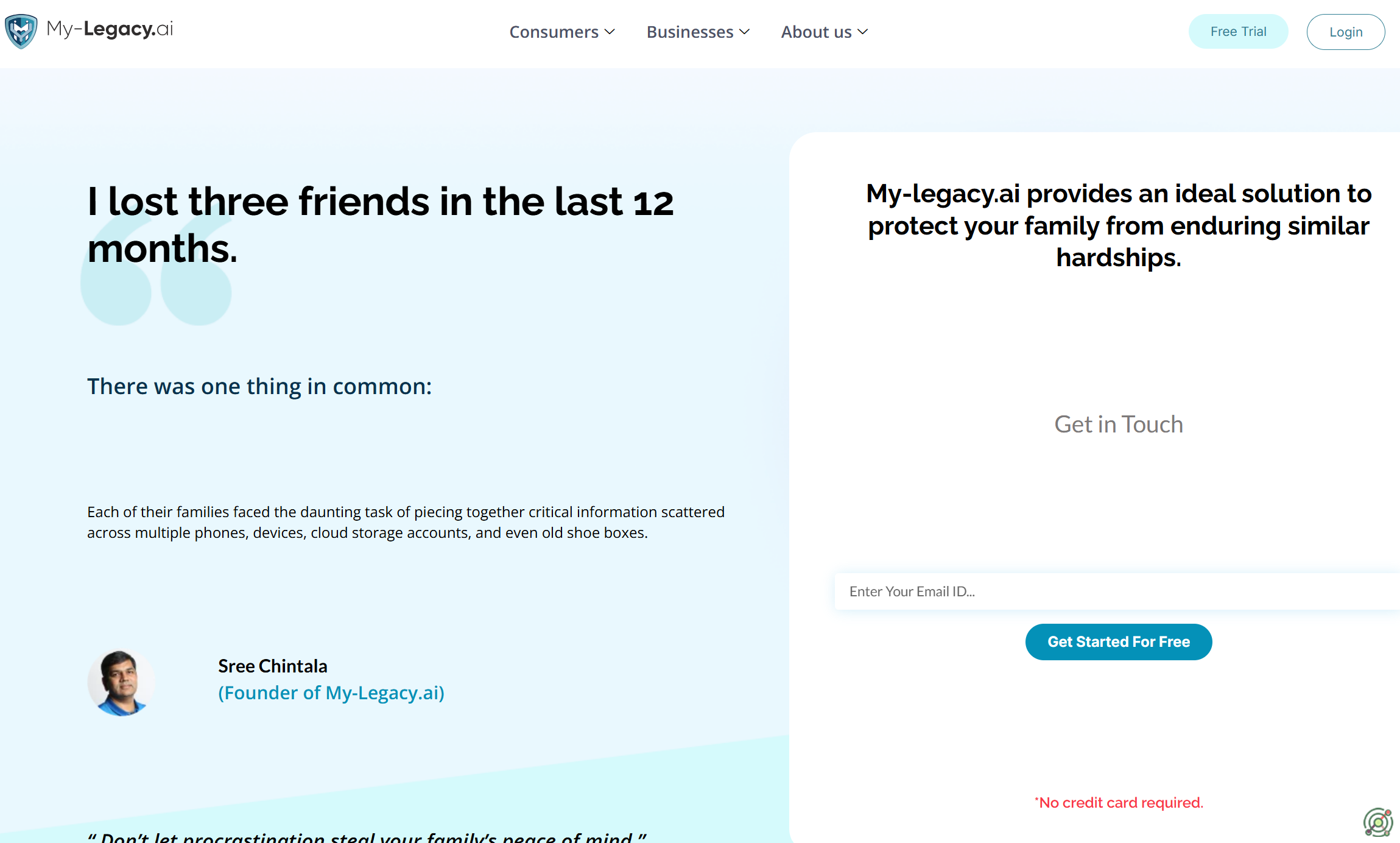 An AI-powered estate planning platform offering personalized guidance and secure digital legacy management.
