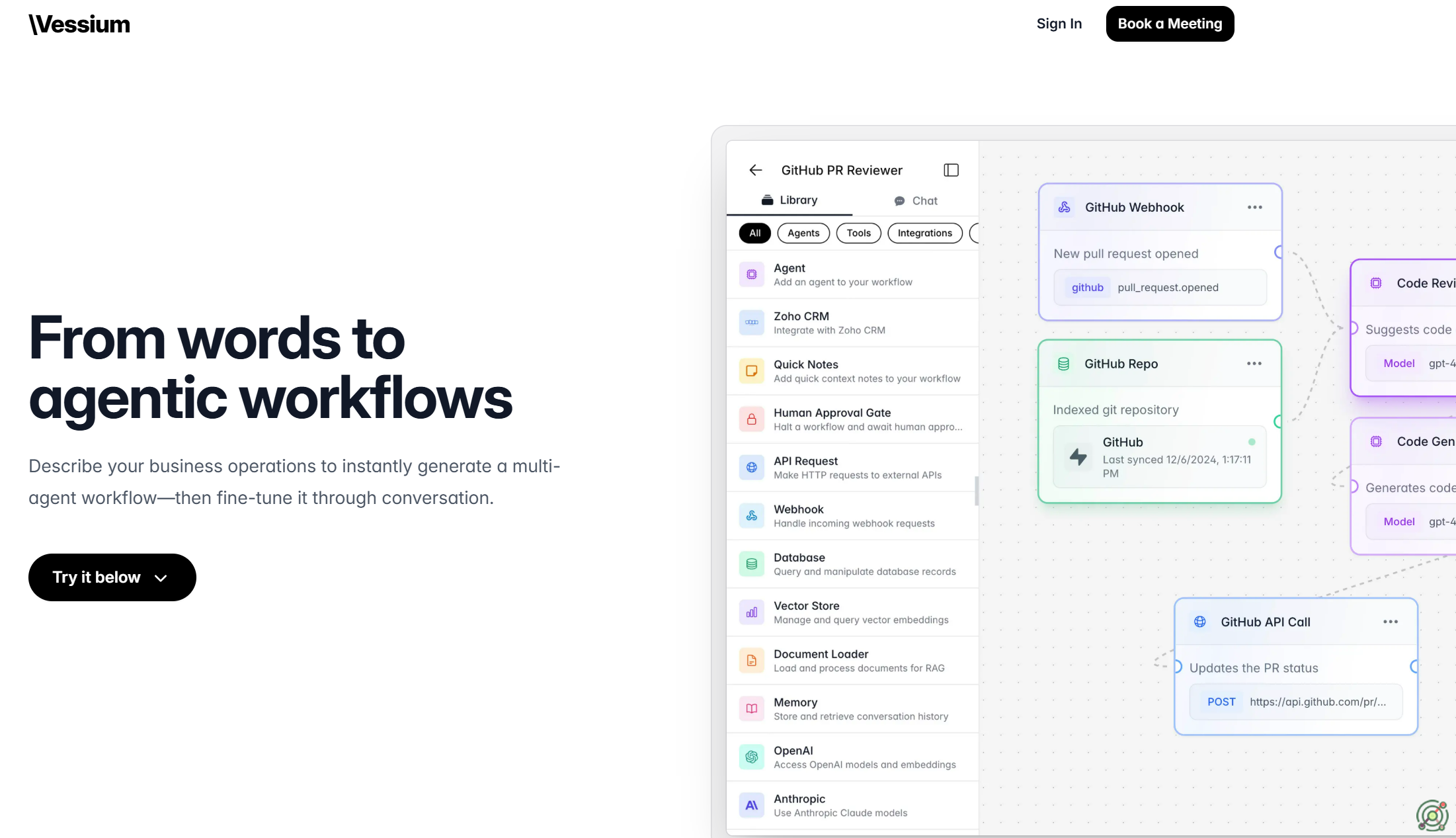 Transforms business operations into agentic workflows using natural language prompts.