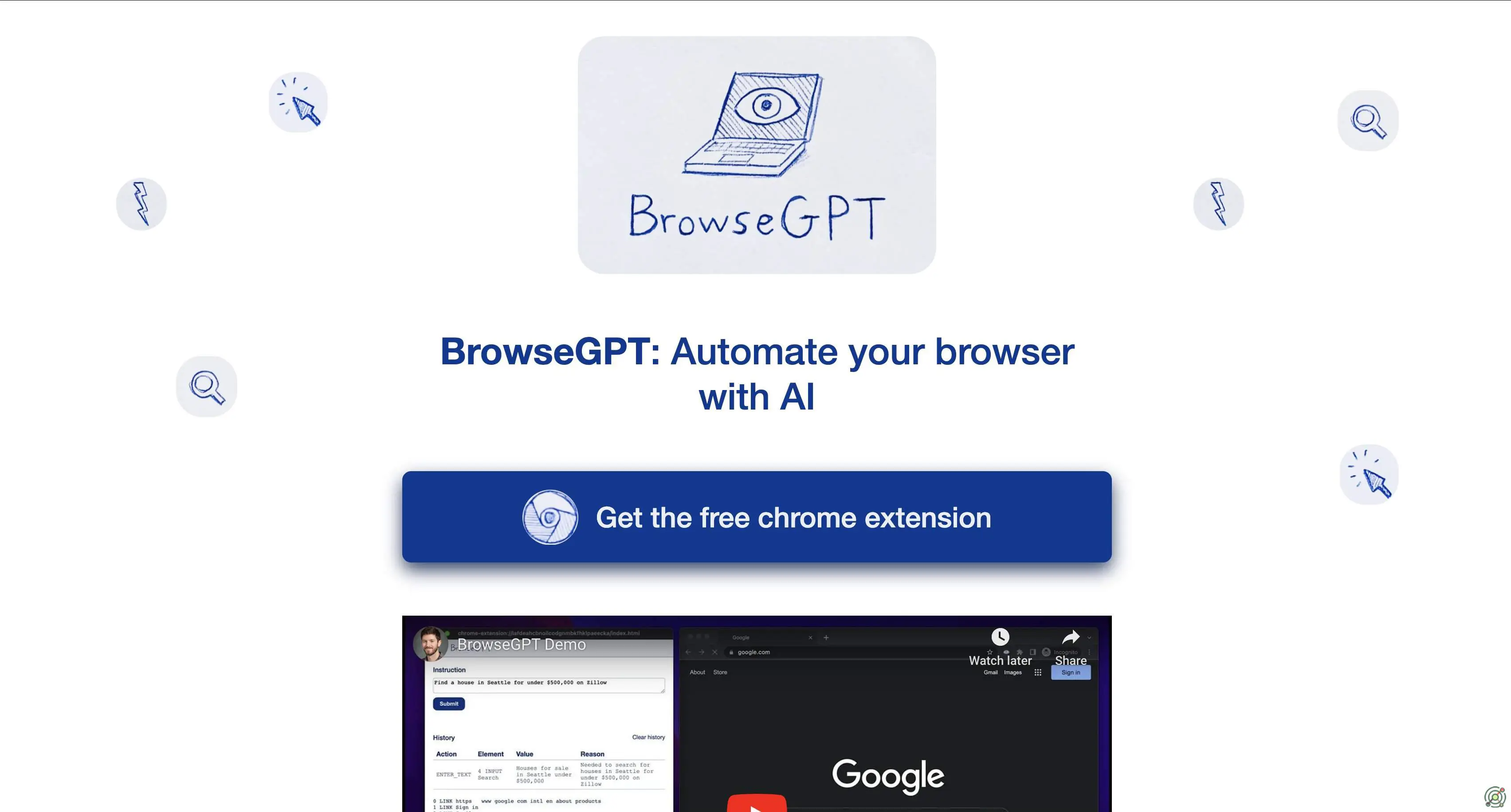 A Chrome extension that automates web browsing tasks using AI, enabling users to navigate and interact with websites through natural language instructions.