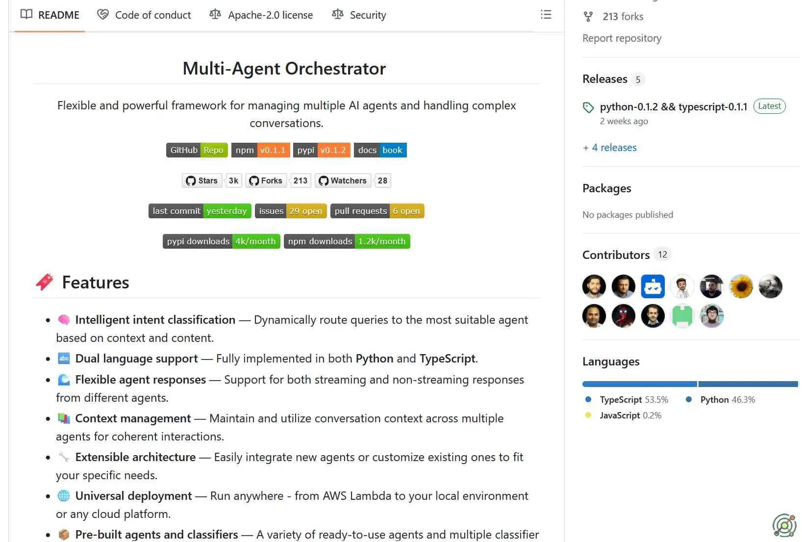 A flexible and powerful open-source framework for managing multiple AI agents and handling complex conversations.