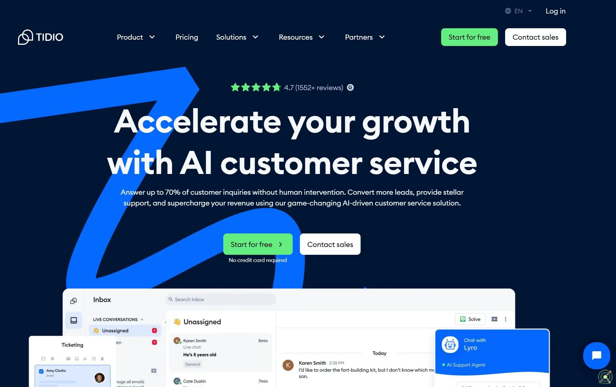 An AI-powered customer experience platform offering live chat, chatbots, and multichannel communication to enhance customer service and boost sales.