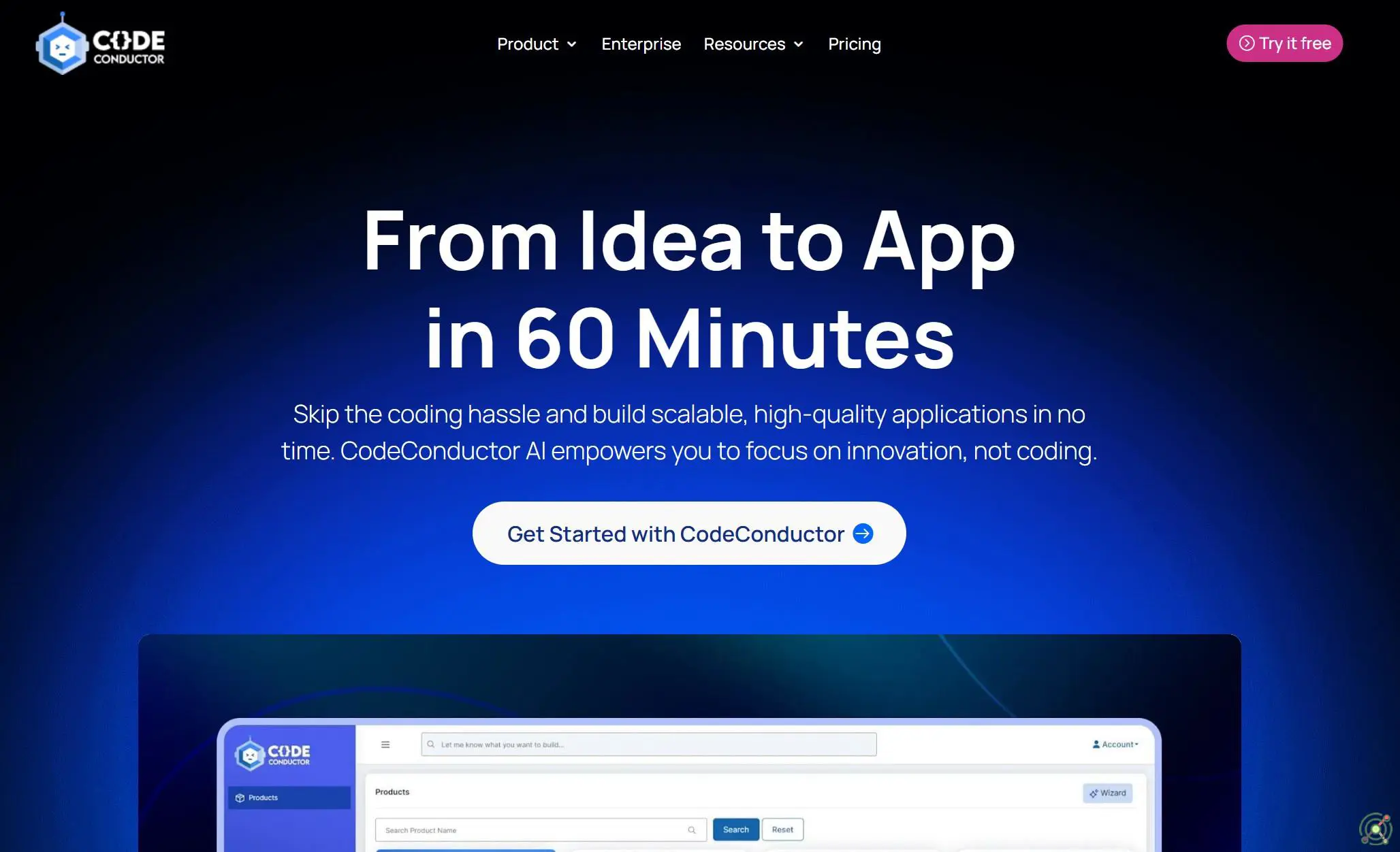 An AI-driven platform enabling rapid development and deployment of web and mobile applications without coding.