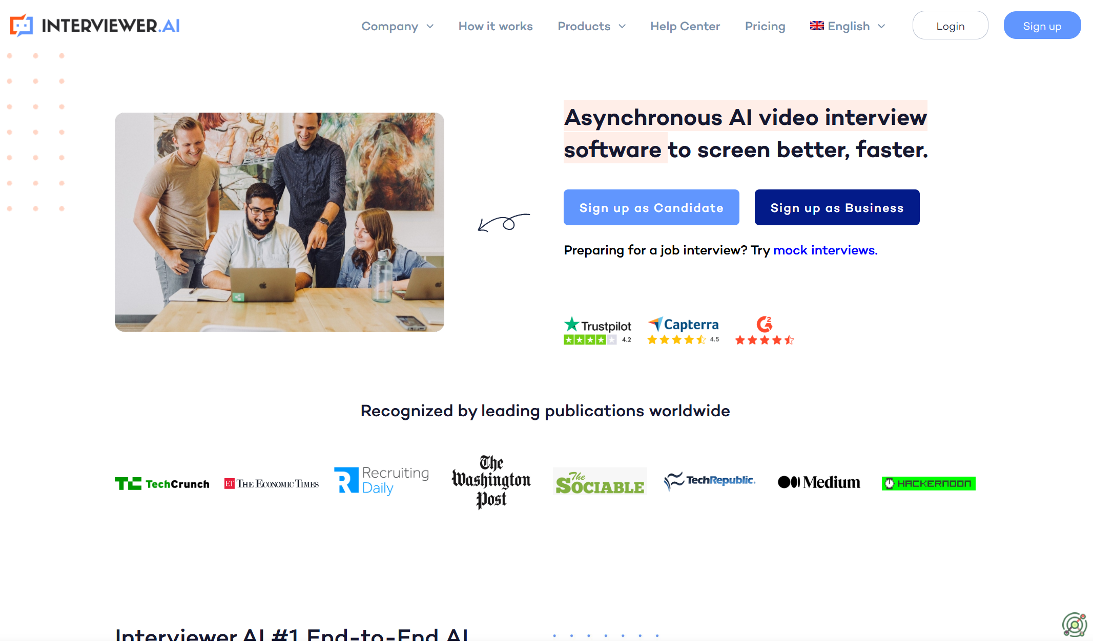 An AI-powered video interview platform streamlining candidate screening and evaluation.