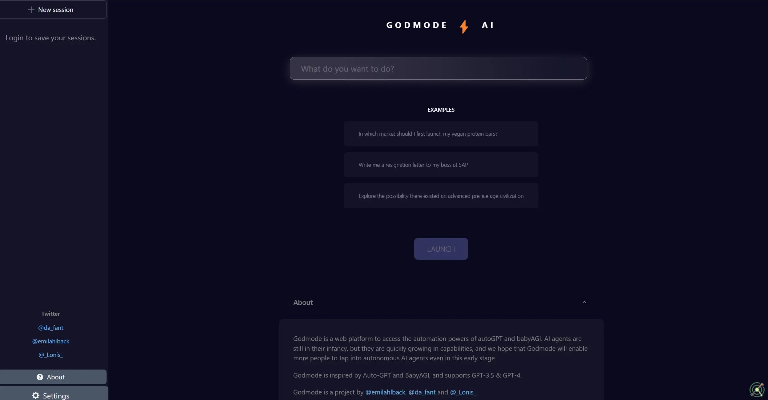A web platform enabling access to autonomous AI agents like Auto-GPT and BabyAGI for task automation.