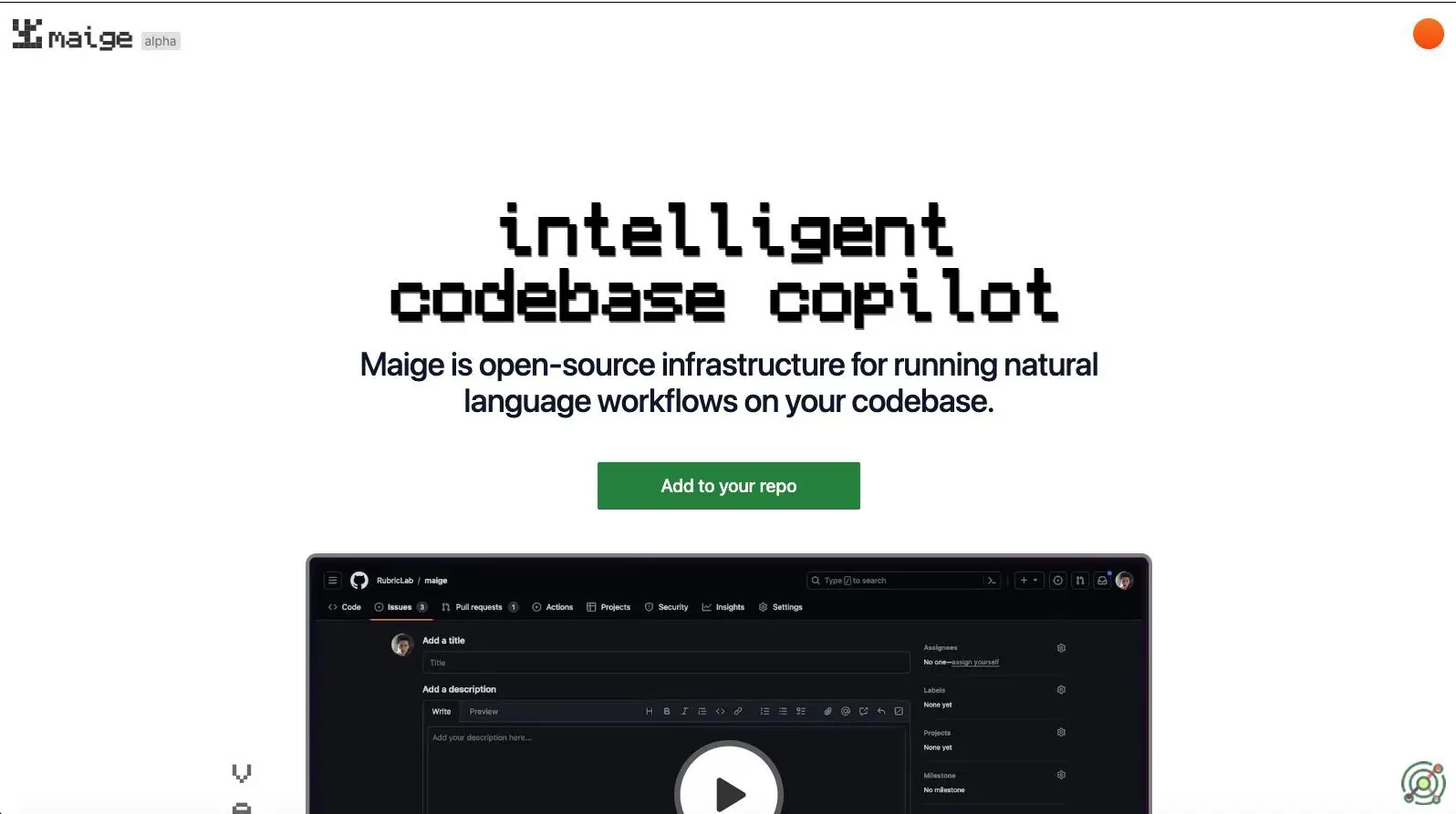 An open-source AI-powered tool that automates natural language workflows within your codebase, integrating seamlessly with GitHub.
