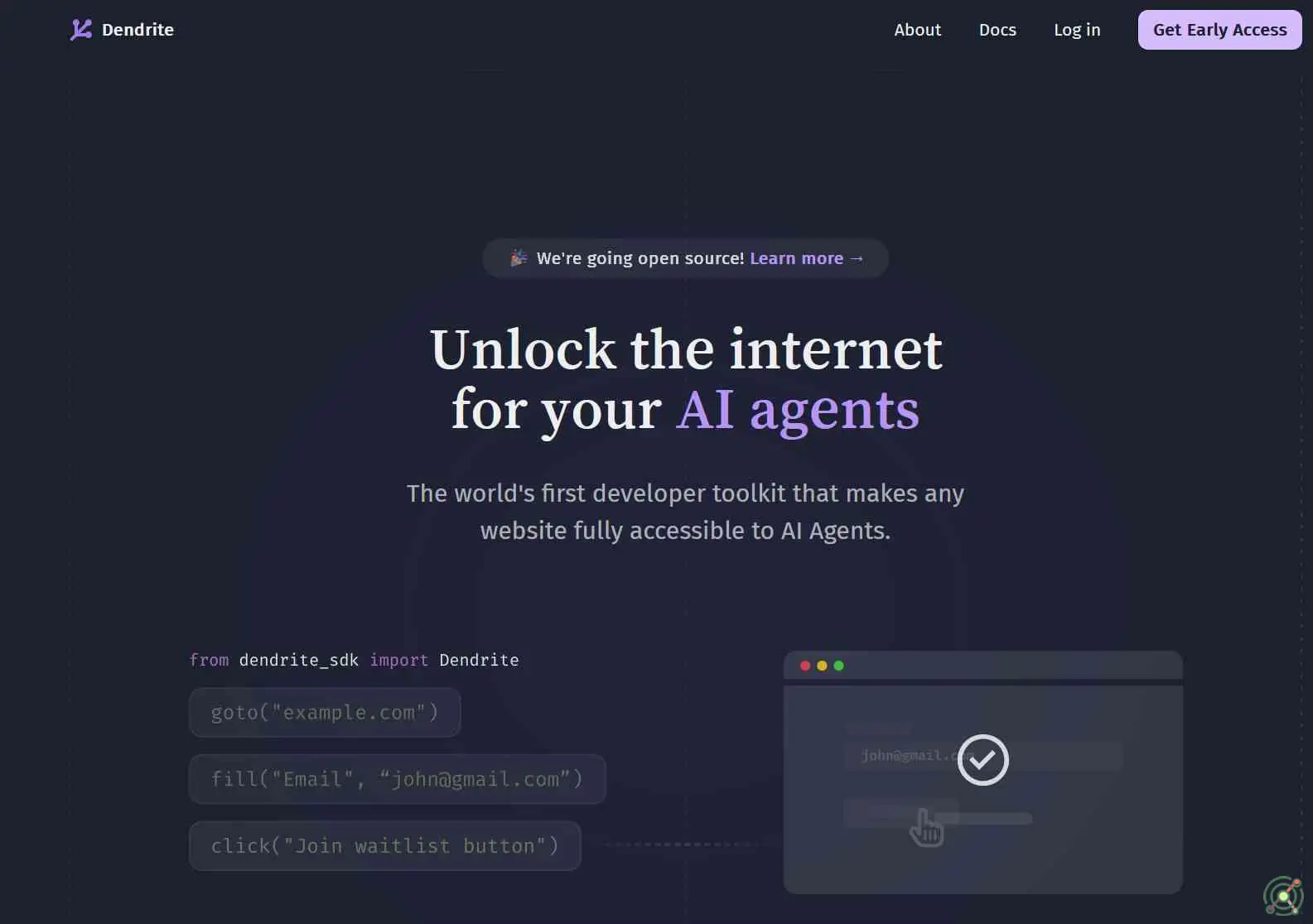 An open-source tool that enables AI agents to interact with websites through authentication, interaction, and data extraction.
