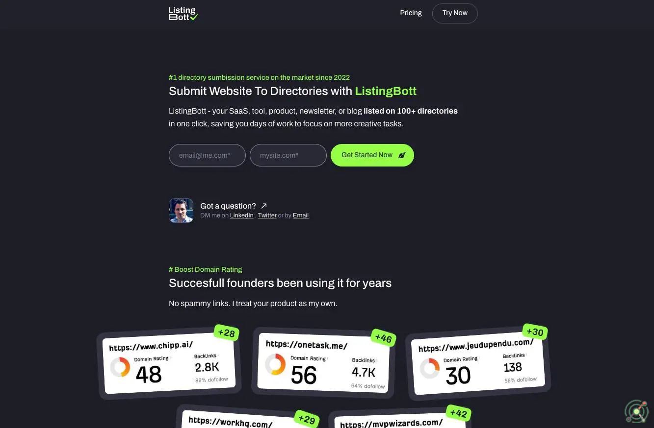 AI-powered platform automating website submissions to directories, enhancing online visibility and SEO.