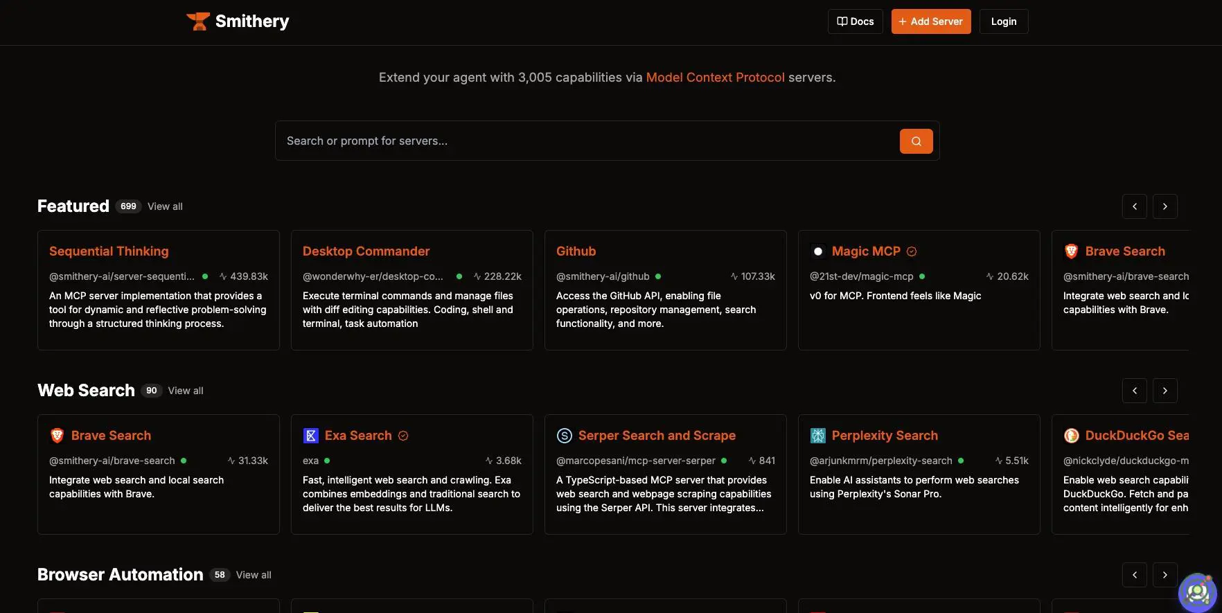 A platform assisting developers in discovering and deploying agentic services adhering to the Model Context Protocol (MCP).