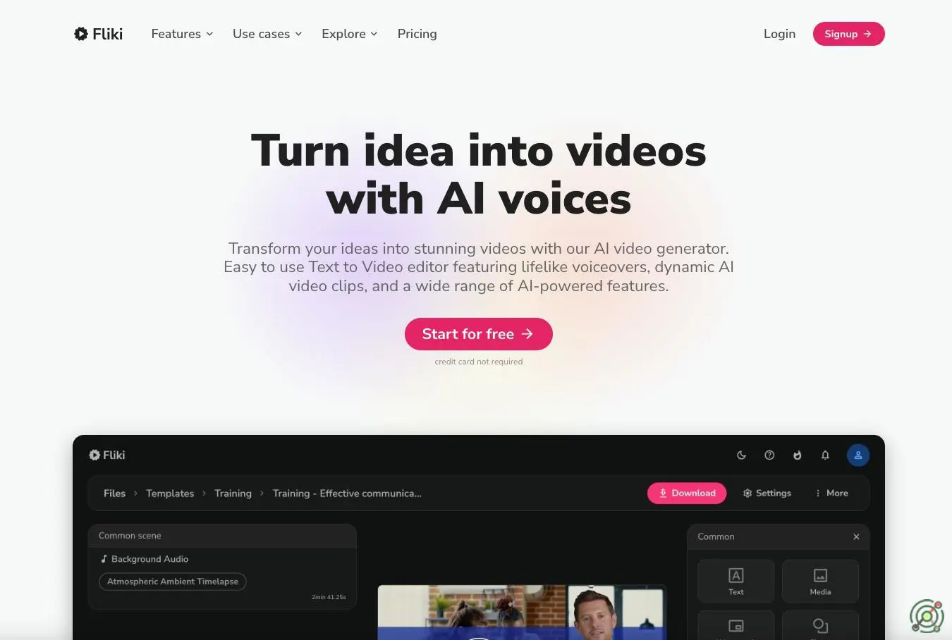 AI platform that transforms text into videos with lifelike voiceovers and avatars.