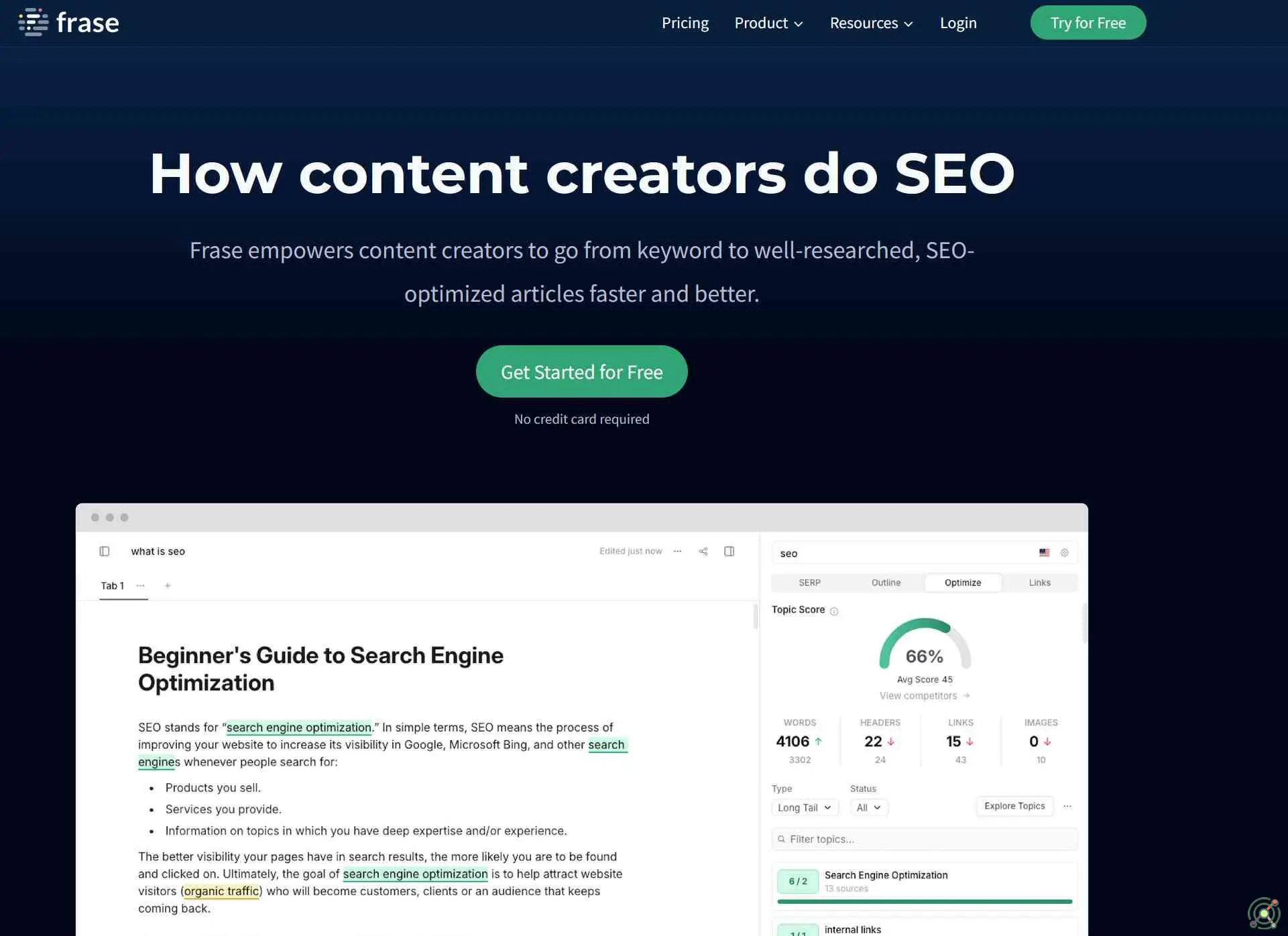 An AI-powered platform that streamlines the creation of SEO-optimized content through research, writing, and optimization tools.