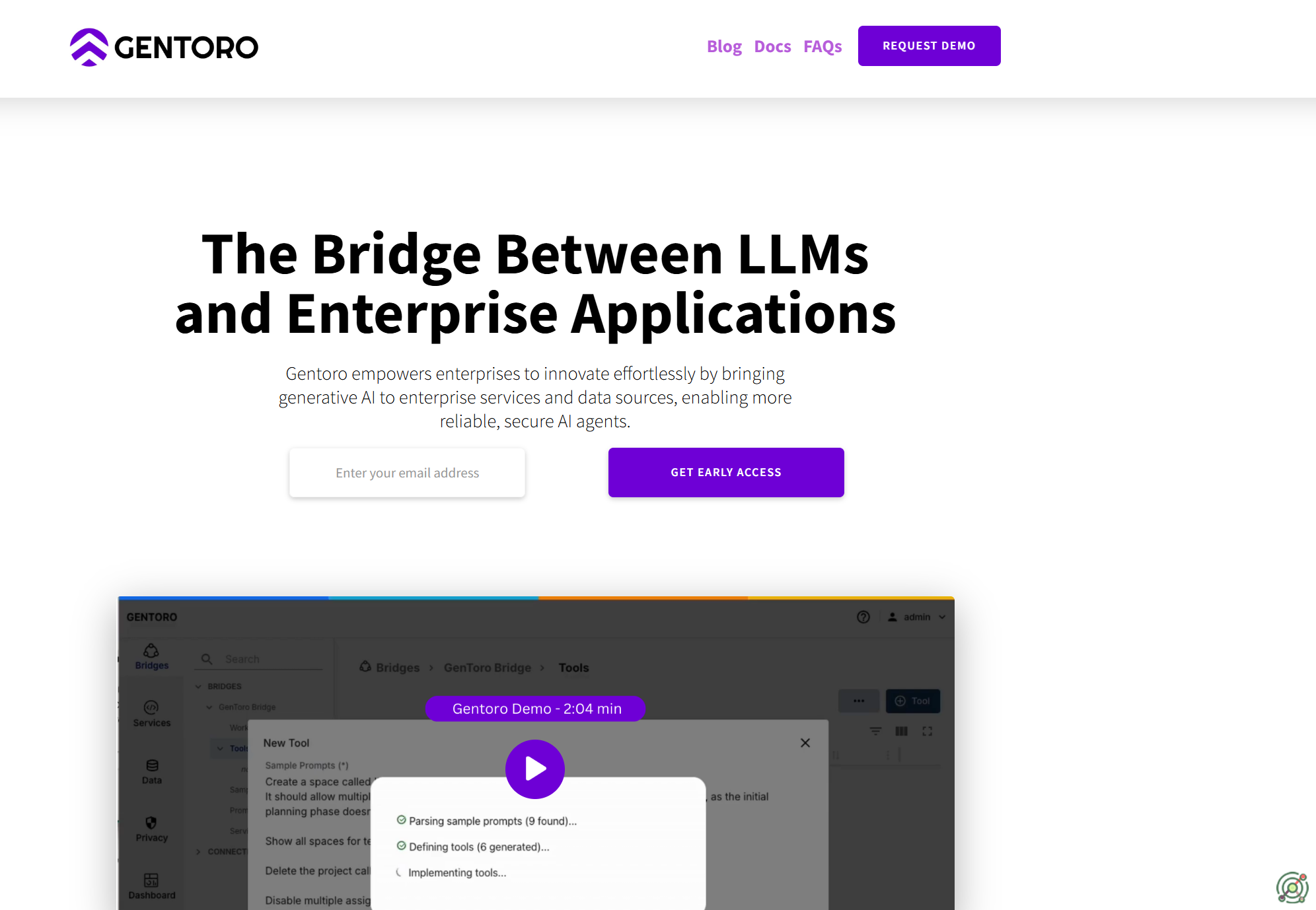 A platform that bridges Large Language Models (LLMs) with enterprise applications, enabling secure and efficient AI integration.