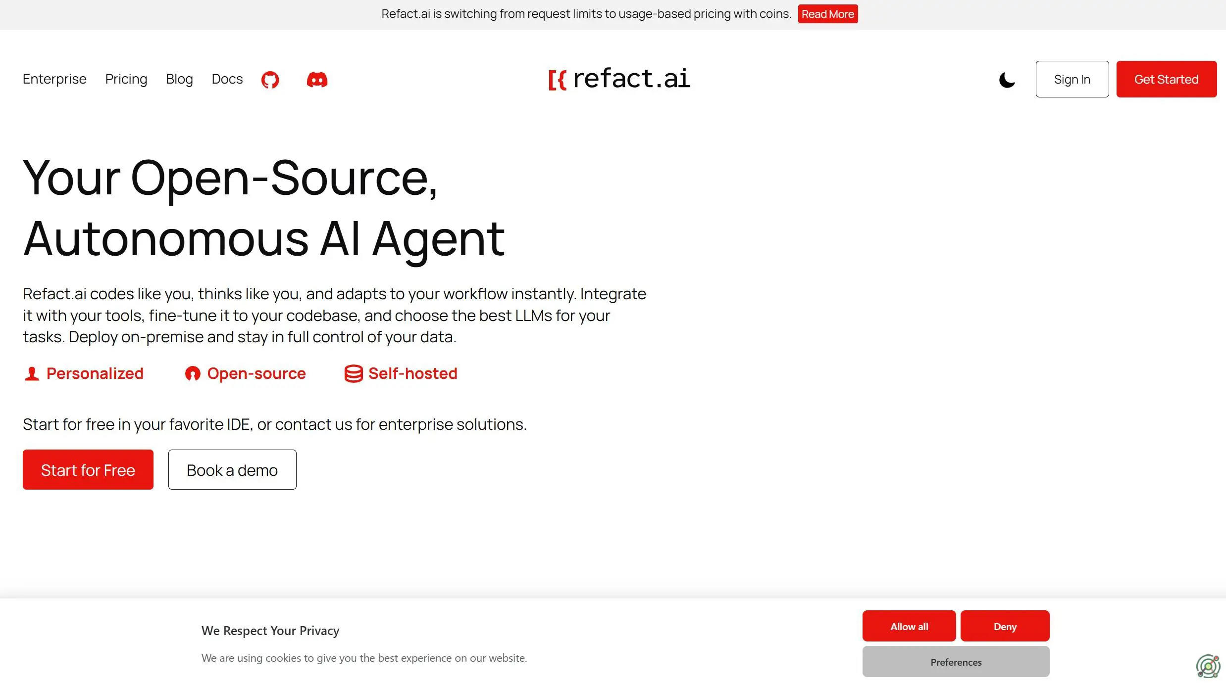An open-source AI coding assistant offering context-aware code completions, refactoring, and in-IDE chat across major IDEs.