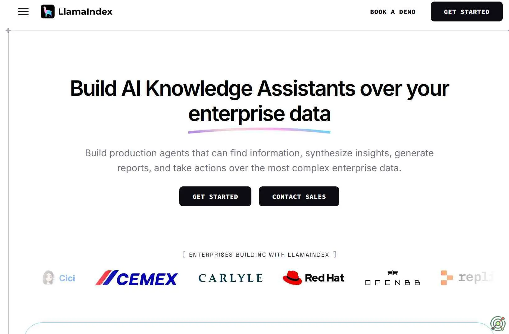 An open-source data framework that enables large language models to interact with custom data sources for building AI applications.