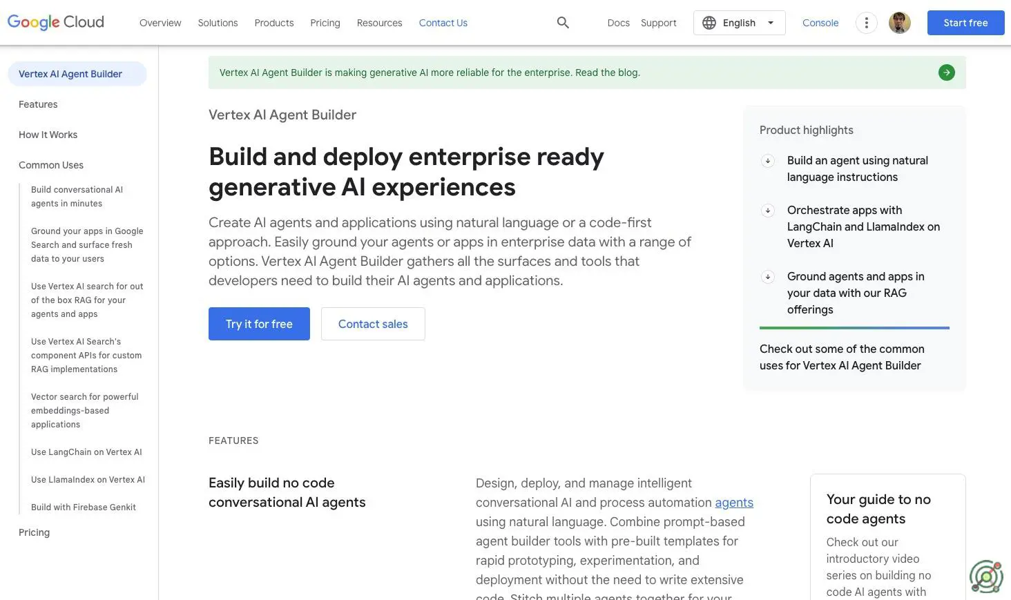 A Google Cloud platform that enables developers to create and deploy generative AI agents for enterprise applications.