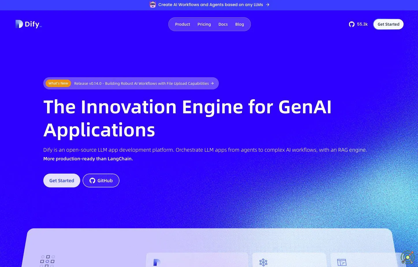 An open-source LLM app development platform that streamlines the creation and management of AI applications with advanced orchestration and RAG capabilities.