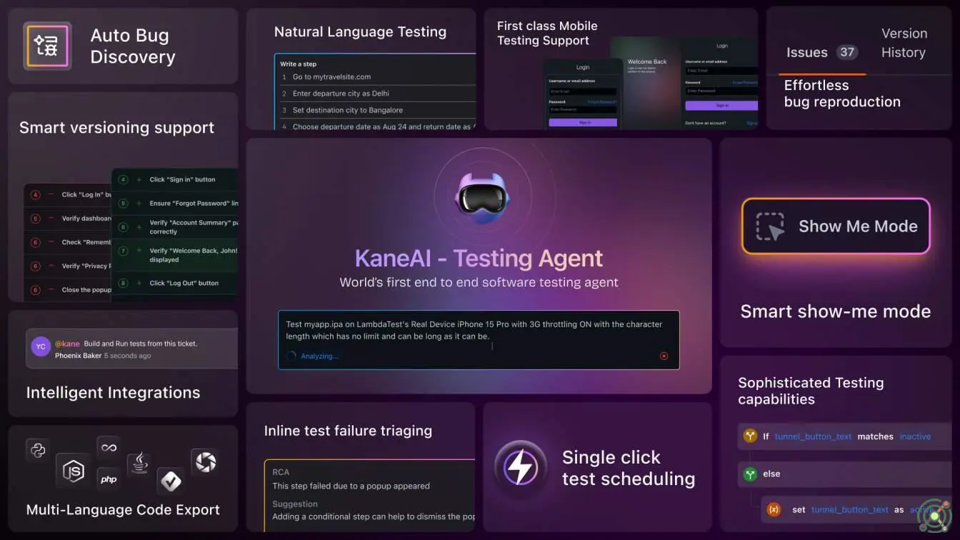 World’s first end to end software testing agent. AI Native QA Agent-as-a-Service platform built on modern Large Language Models (LLMs).