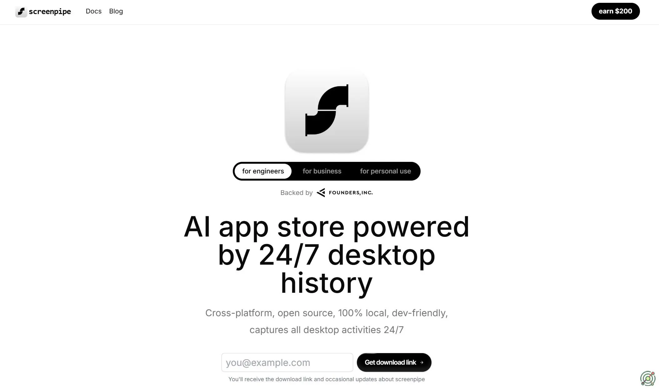 An open-source platform enabling 24/7 local recording of screen and audio activities for AI application development.