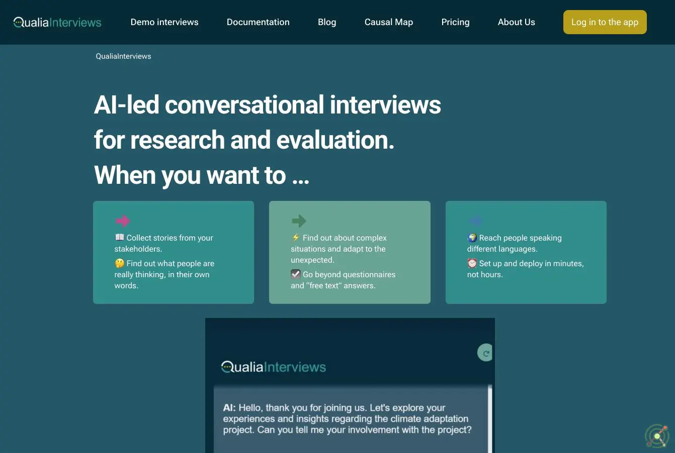 AI-led platform for conducting multilingual, conversational interviews for research and evaluation.