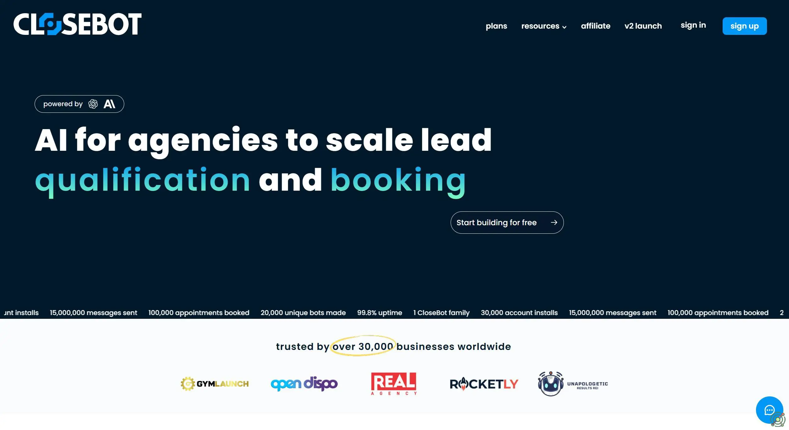An AI agent builder platform for marketing agencies to automate lead qualification and appointment booking.