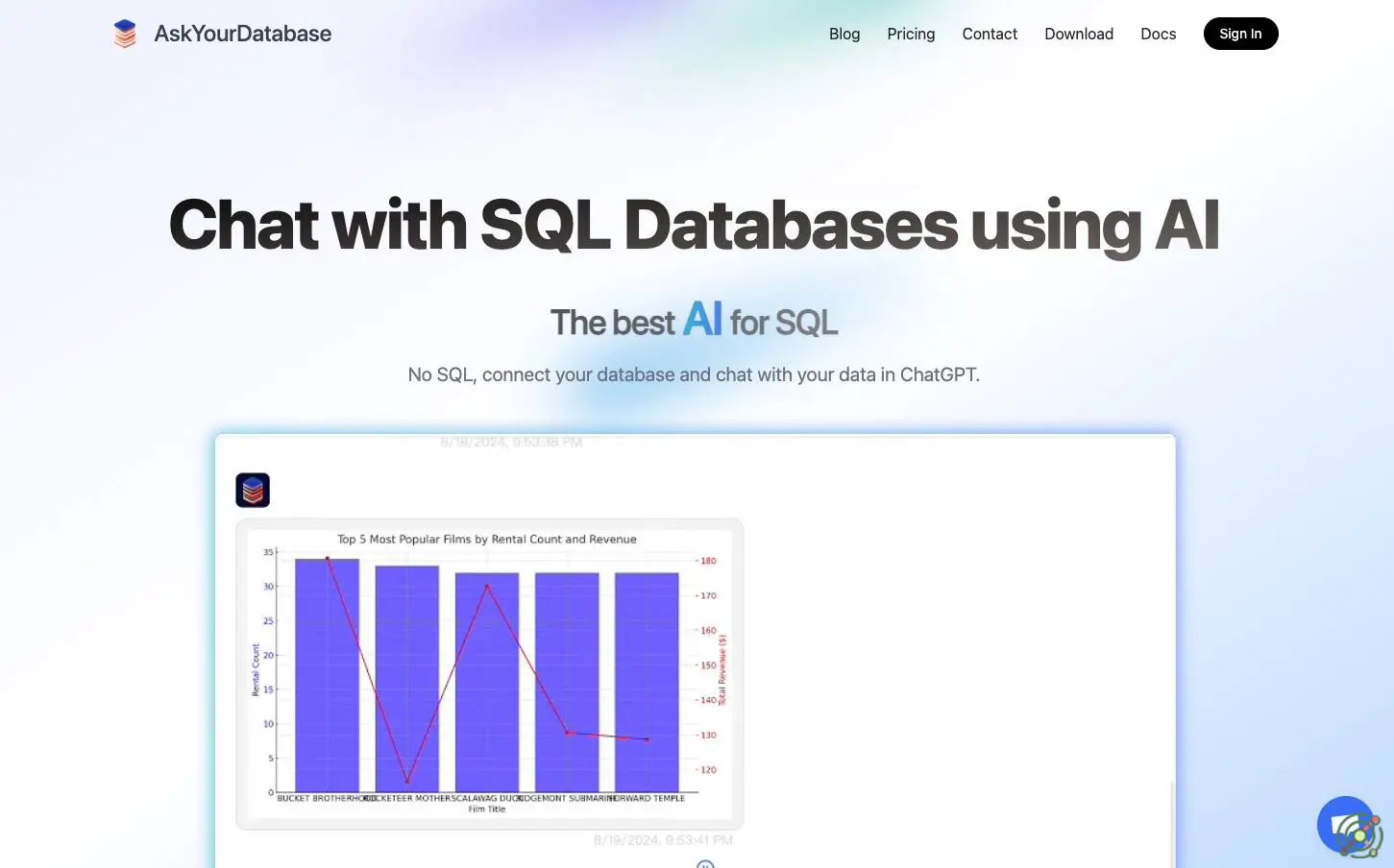 An AI-powered platform enabling users to interact with SQL and NoSQL databases through natural language conversations, simplifying data querying and analysis.