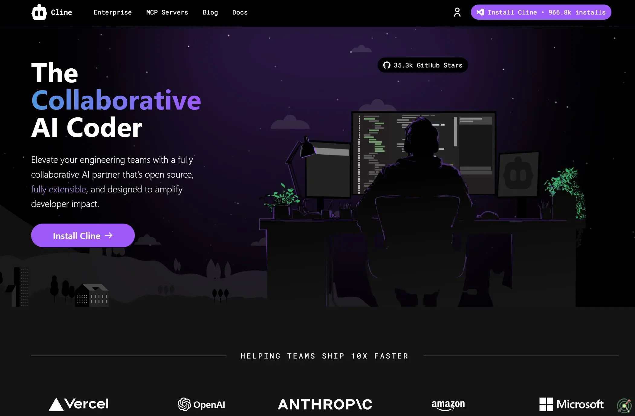 An open-source AI coding assistant for VS Code, automating coding tasks with Plan/Act modes and terminal execution.